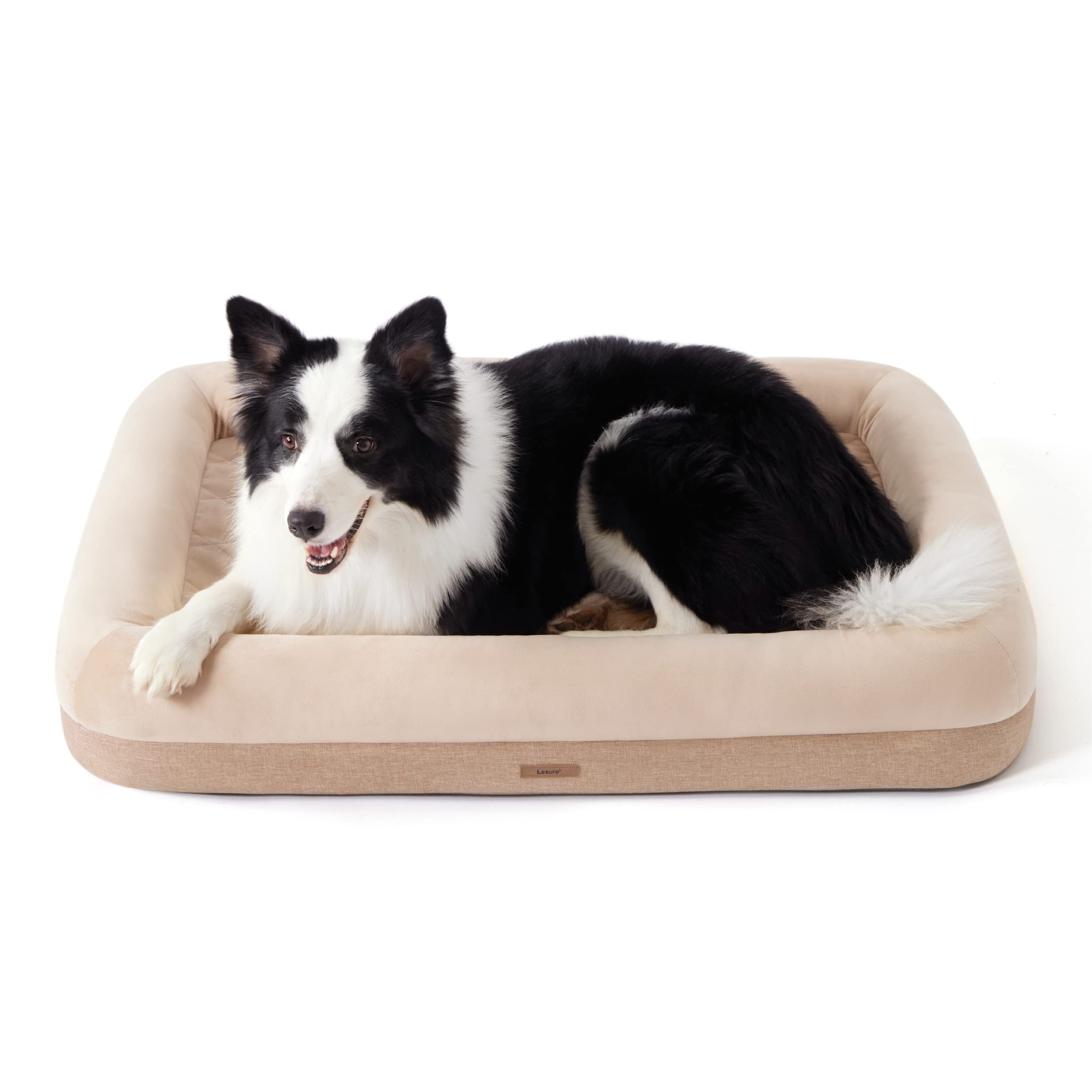 Orthopedic Memory Foam Dog Bed for Large Dogs - CertiPUR-US Certified Bamboo Charcoal Foam Pet Bed with Removable Washable Cover & Waterproof Lining - Cream Color - Perfect for Senior Dogs, Arthritic Pets & Extra Large Breeds - Ideal for Bedrooms, Living Rooms & Pet Crates