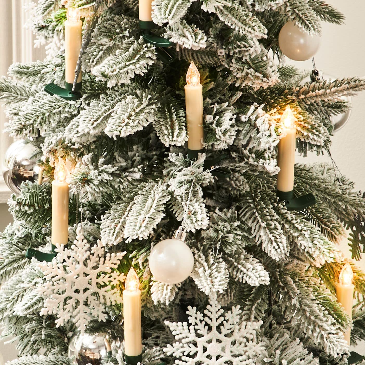 8 Pack Christmas Tree Candle Lights with Remote - Battery Operated Flameless LED Taper Candles with Adjustable Green Clips, Flickering Effect & Auto Timer | Perfect for Holiday Decor, Christmas Tree Ornaments & Home Ambiance Lighting