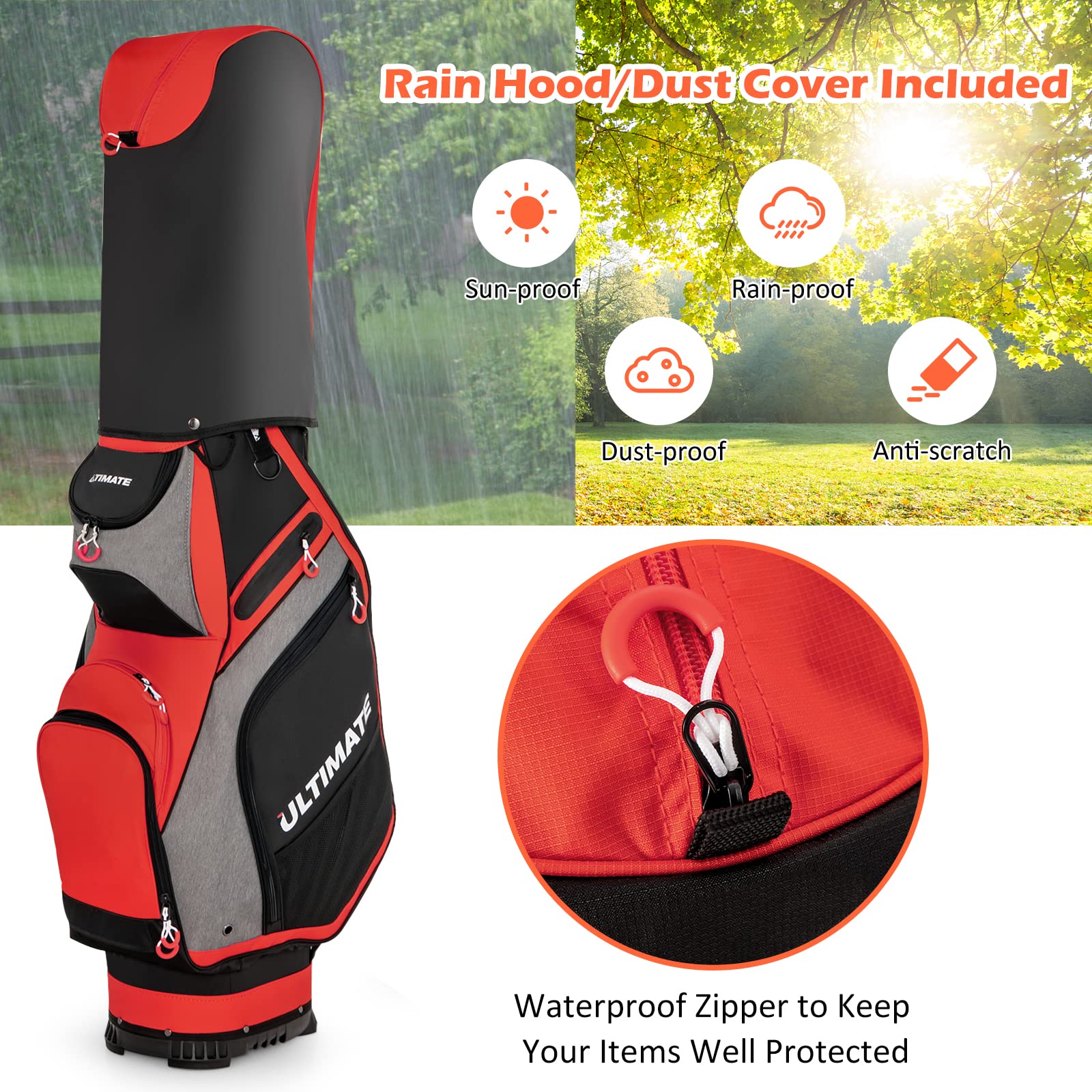 Tangkula Premium Golf Cart Bag with 14-Way Divider - Durable, Water-Resistant & Lightweight Golf Stand Bag for Men & Women - Perfect for Golf Courses, Driving Range & Outdoor Sports