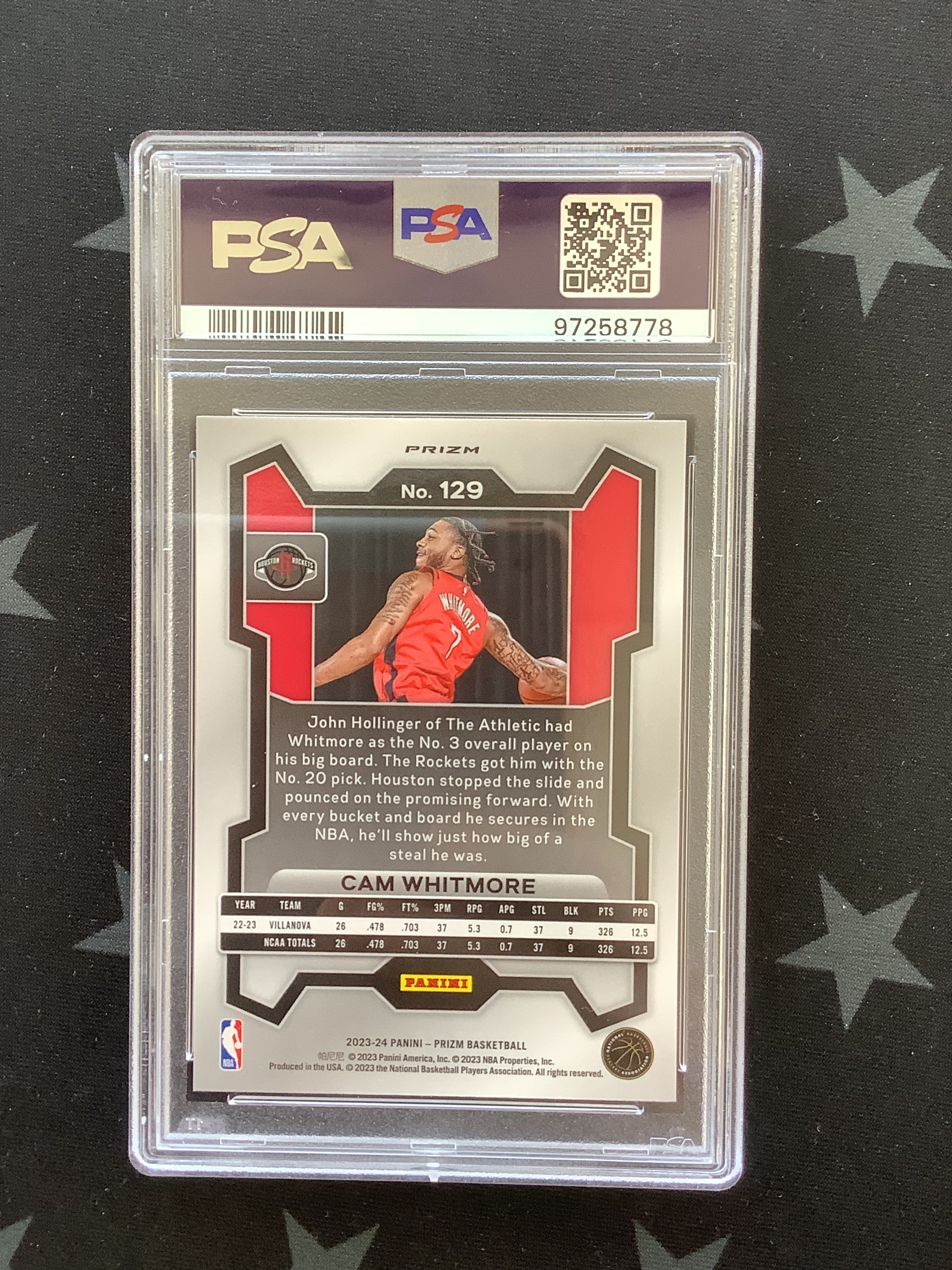 2023 Panini Prizm Basketball Cam Whitmore Rookie Pink Ice PSA 10 - Rare Collectible Card for NBA Fans & Sports Memorabilia Enthusiasts