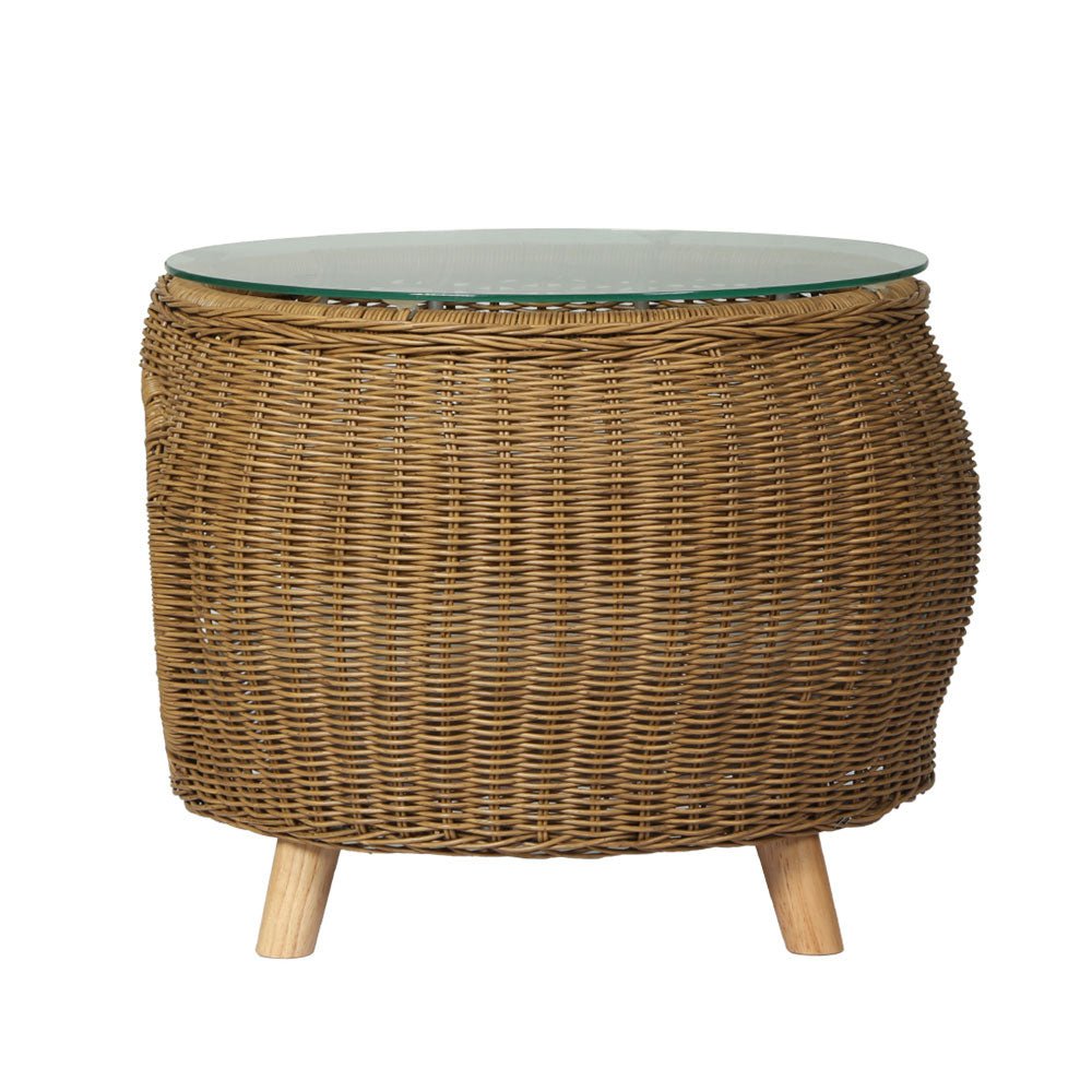 Stylish Wicker & Aluminum Coffee Side Table with Pet Bed Storage - Perfect for Living Room, Patio, and Outdoor Spaces