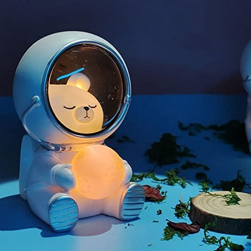 MOTEERLLU Astronaut Animal Night Light - Cute Bear Shaped LED Eye-Caring Desk Lamp for Kids Room, Nursery, Bedroom | USB Powered Table Lamp with Pet Astronaut Design | Perfect for Bedtime, Reading & Decor