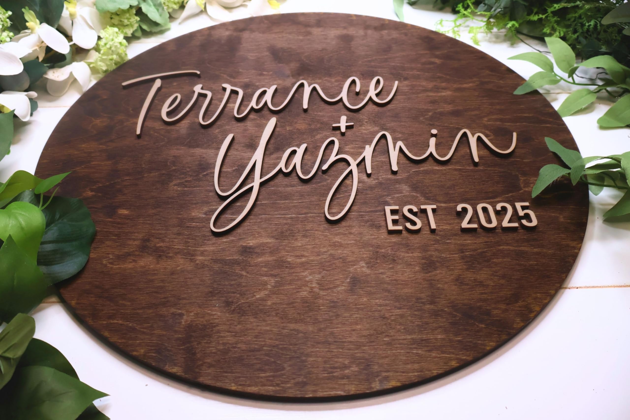 Personalized 3D Wooden Guest Book Sign with First Names - Unique Rustic Wedding Decor Alternative - Round Custom Guest Book for Weddings, Anniversaries & Special Events