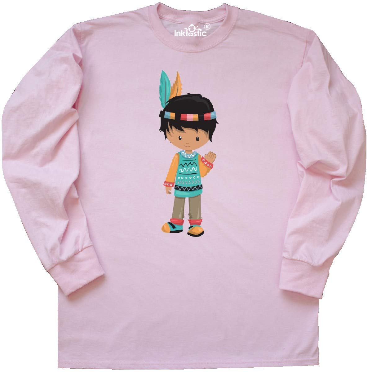 Inktastic Native American Boy Graphic Long Sleeve Cotton T-Shirt for Men & Women - Soft Crewneck Cultural Tee - Powwow Festival Outfit, Casual Wear & Gift Idea - Perfect for Everyday Use, Birthday Presents, and Cultural Celebrations - Ideal for Powwow Dances, Family Gatherings, and Heritage Events - Great for Casual Outings, Cultural Festivals, and Themed Parties | Powwow Dance, Native American Heritage Month, Thanksgiving, Christmas Gifts, Casual Streetwear, Cultural Pride Apparel