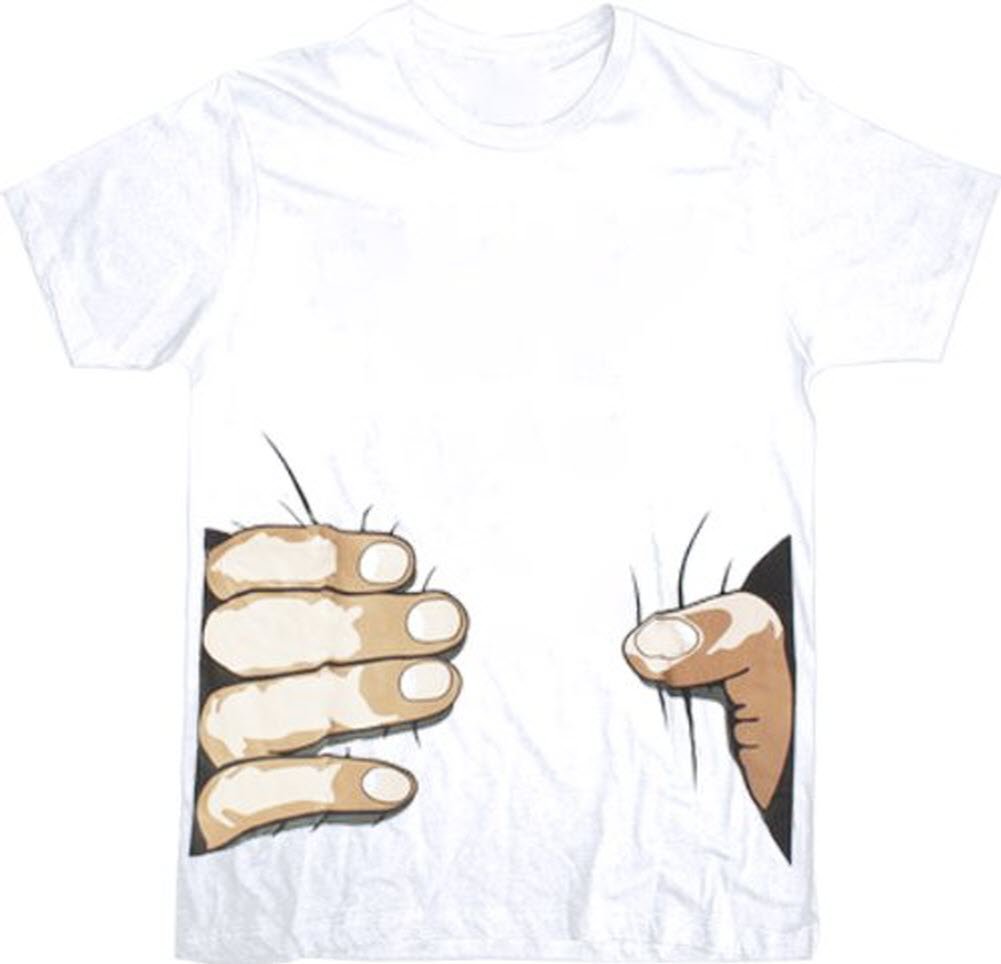Funny Big Hand Print White Men's T-Shirt - Comfortable Cotton Tee for Casual Wear, Gifts & Everyday Outfits
