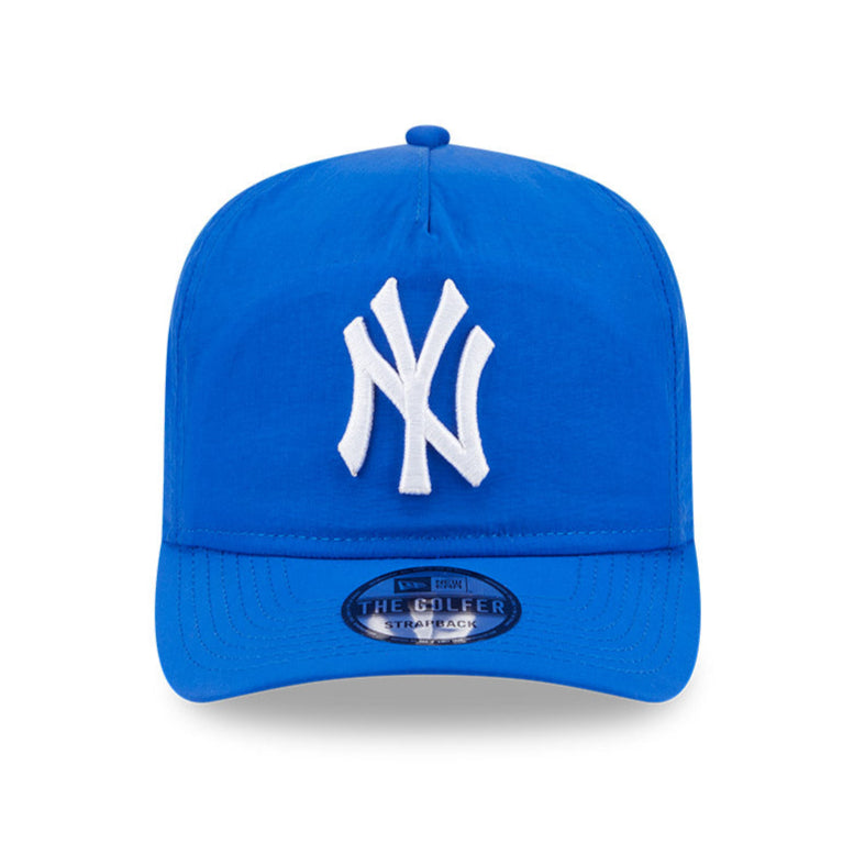 New York Yankees Strapback Hat by New Era - Light Royal Blue Nylon Golf & Everyday Cap for Men | Perfect for Baseball Games, Golfing, and Casual Wear