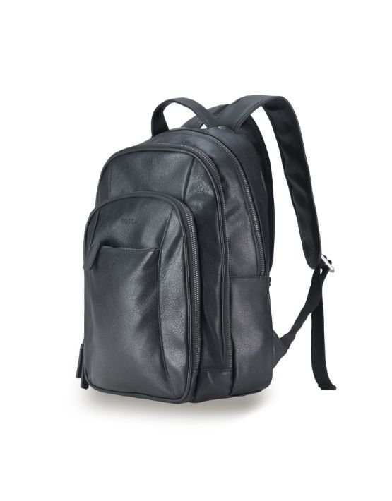 Tosca VG017 Vegan Leather Large Backpack for Women & Men - Spacious Travel Laptop Backpack, Water-Resistant Work Bag - Perfect for Office, School, College & Commuting (Black)