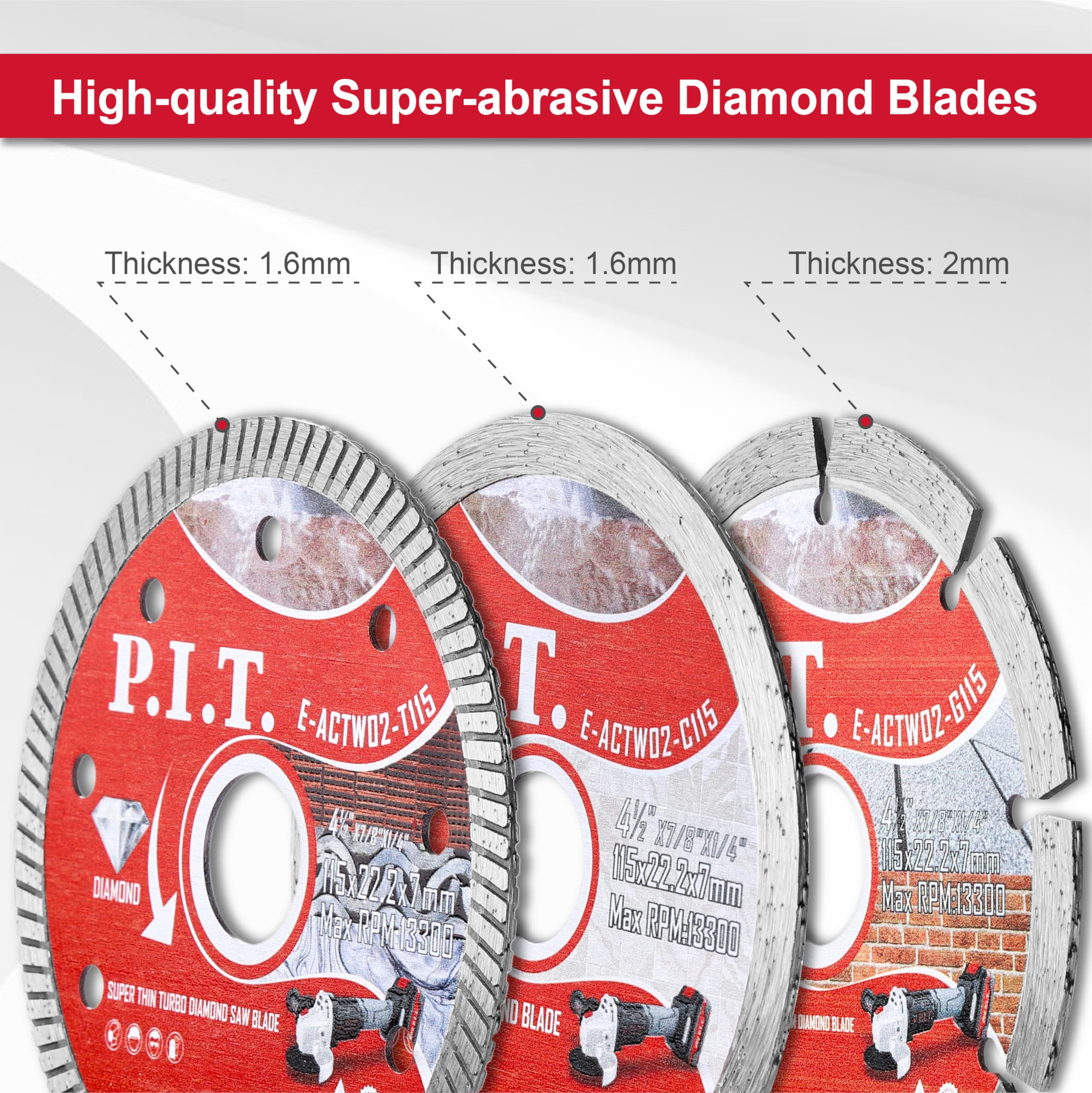 3-in-1 4.5 Inch Diamond Saw Blade Set for Angle Grinder - Dry/Wet Cutting Tile, Ceramic, Marble, Granite, Concrete, Glass | Perfect for Masonry, Stone & Terrazzo Work | 7/8 Inch Arbor | DIY & Professional Construction Projects