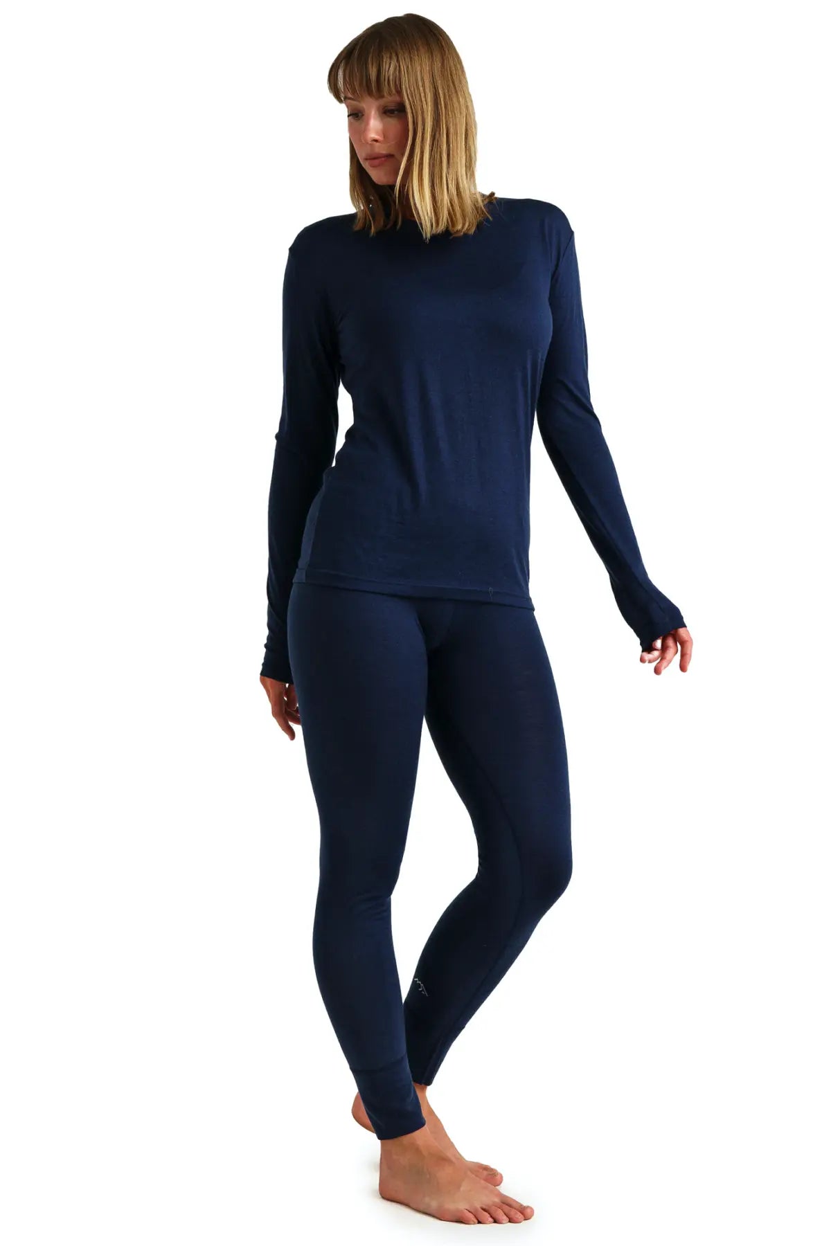 Women's Merino Wool Thermal Underwear Set - 165 Navy - Warm Base Layer for Winter, Hiking & Outdoor Activities