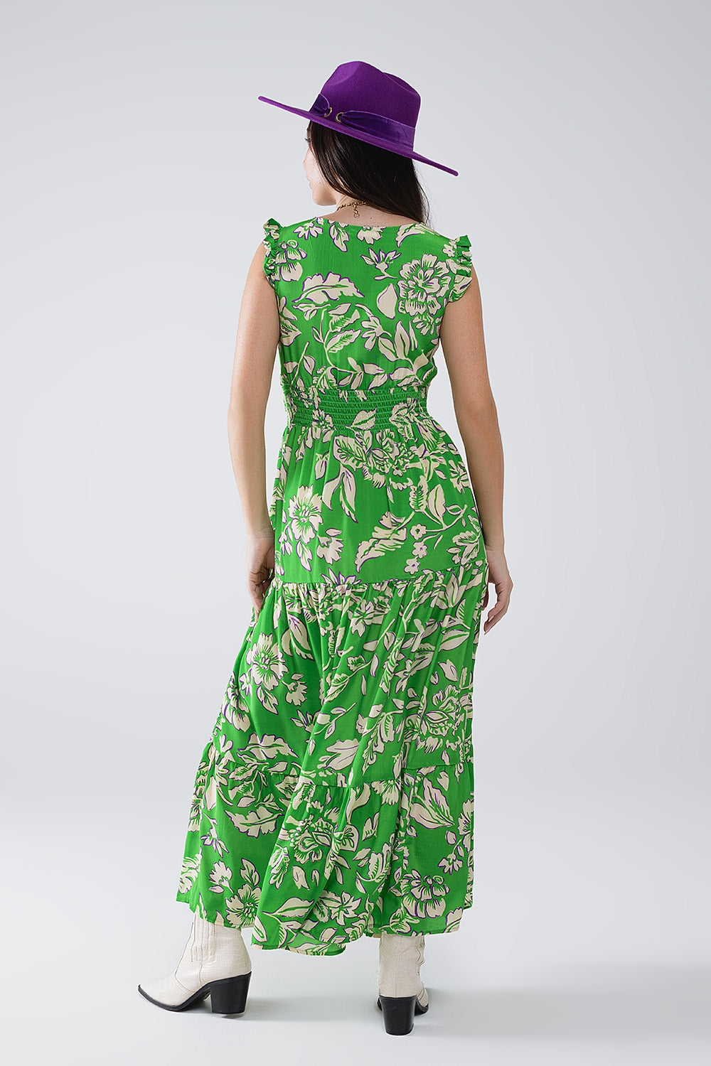 Elegant Floral Print Green Belted Long Robe for Women - Perfect for Spa, Loungewear, and Relaxing at Home