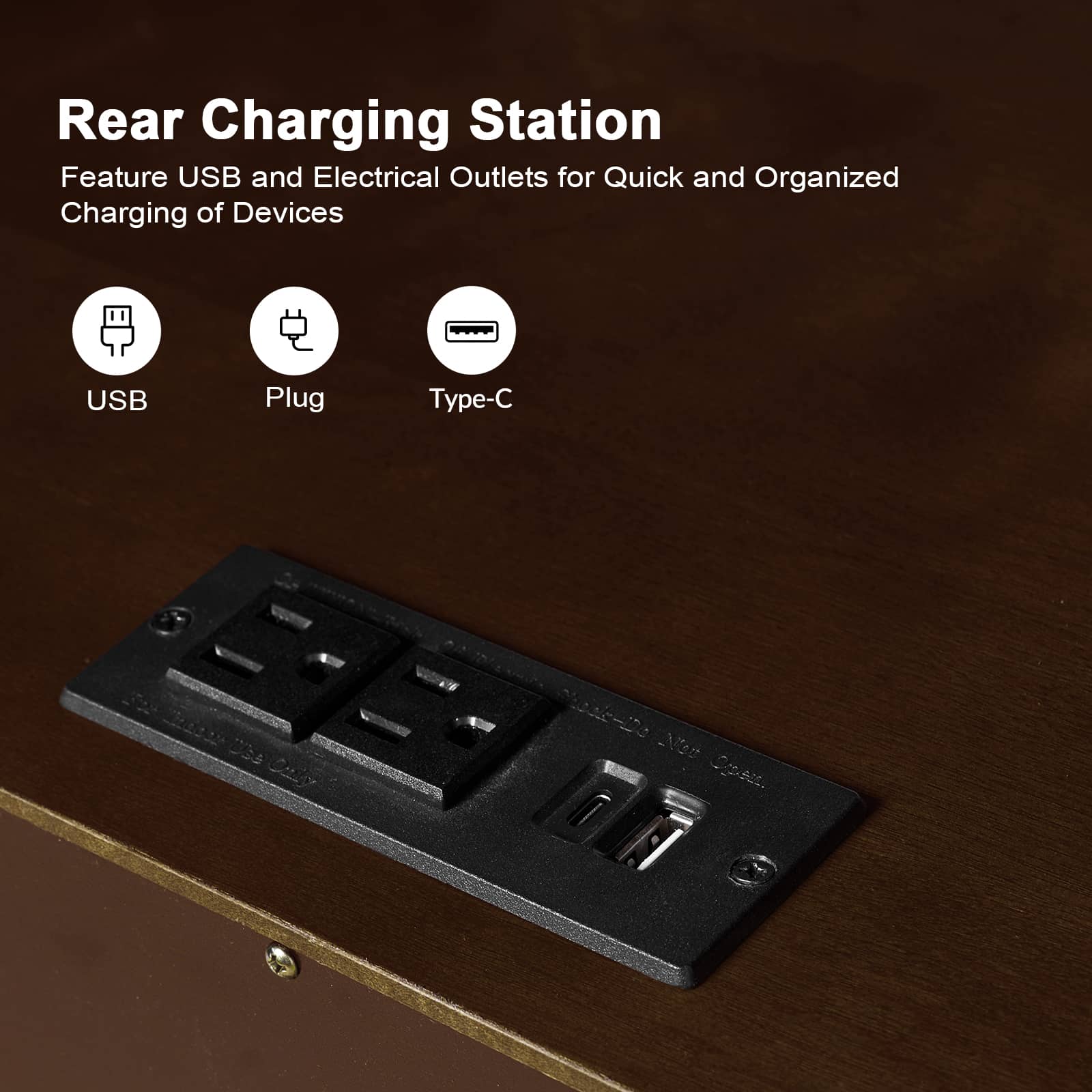 Yoel Hidden Drawer Nightstand with Built-in USB Outlets & Power Strip - Modern Bedside Table with Secret Storage for Bedroom, Living Room, or Office