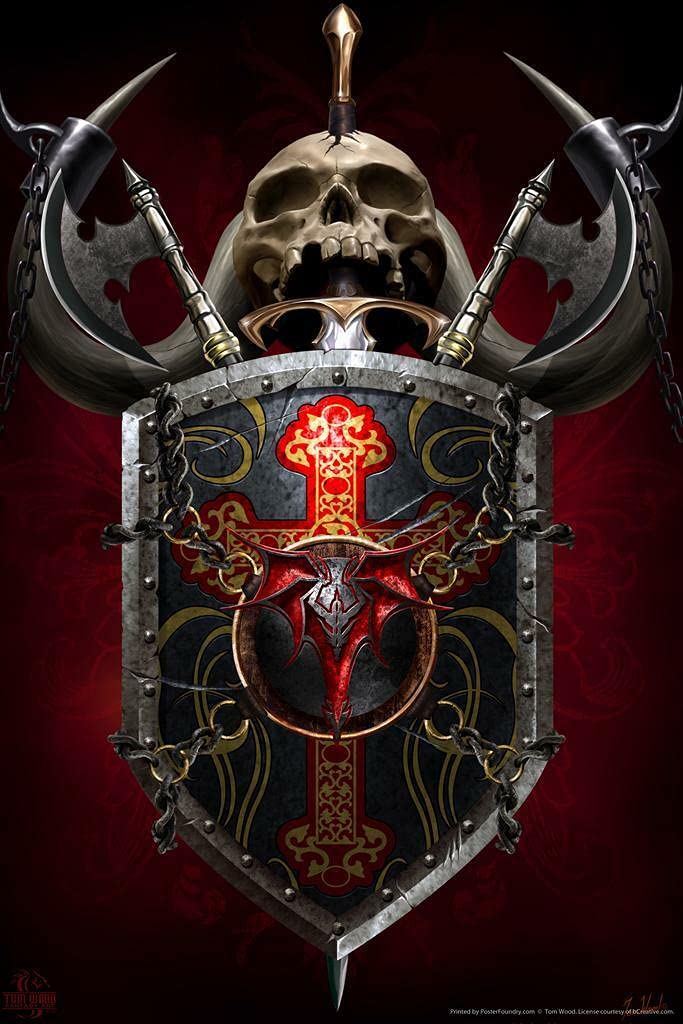 Dragon Shield Tom Wood Fantasy Decor Wall Art - 16x12 Inch Poster Print for Home, Office & Gaming Room Decor