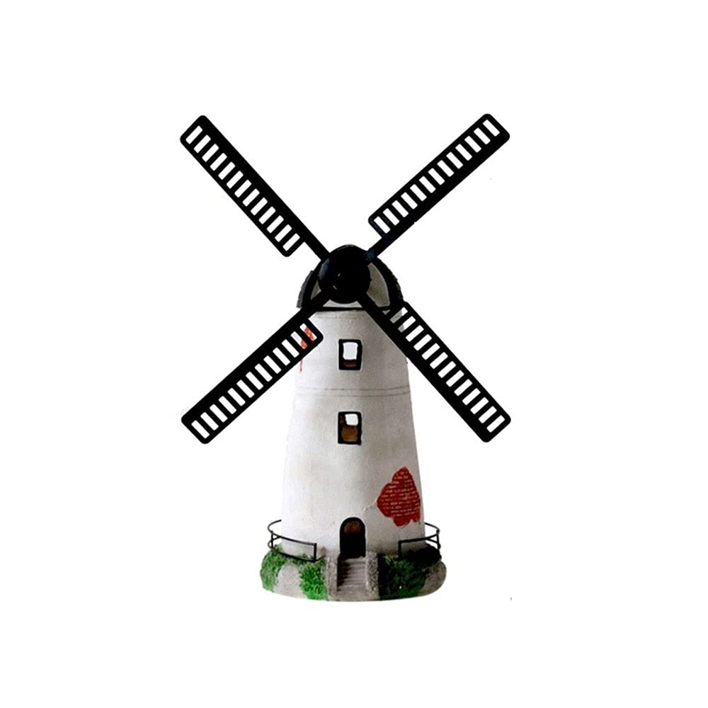 VanFty Solar Powered Windmill Lighthouse Decorative Lamp - Handcrafted Resin Sculpture, Outdoor Garden & Balcony Wind Spinner, Unique Gift for Home & Yard Decor | Perfect for Patio, Lawn, and Coastal Themed Landscapes