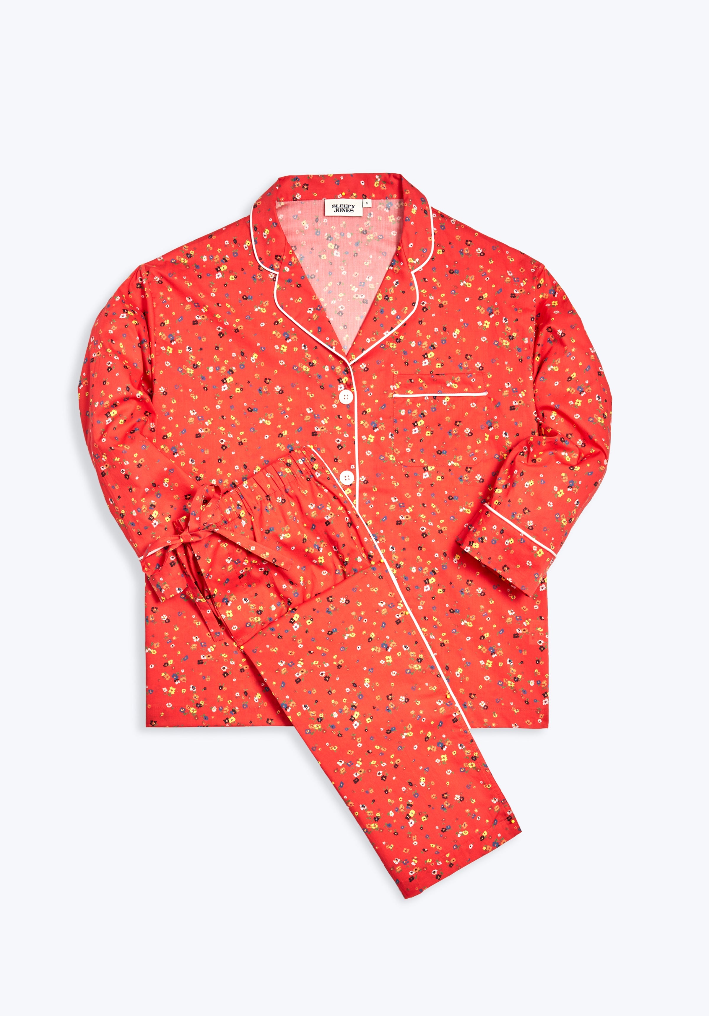 Liberty Staccato Red Women's Pajama Set - Soft Cotton Sleepwear for Women, Lounge Pajamas for Relaxing at Home or Traveling
