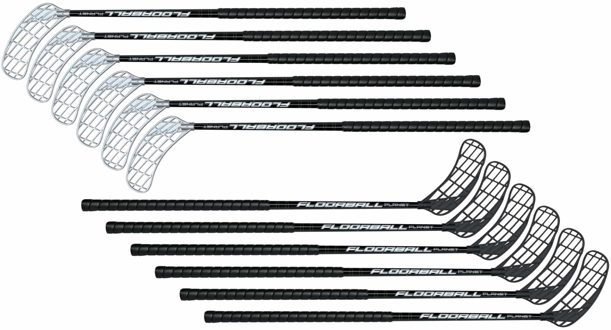 FBP School Floorball Stick Set of 12 - 75cm Youth Hockey Sticks with Black & Silver Blades for Elementary Students | Perfect for PE Classes, Gym Sports & Kids Team Training