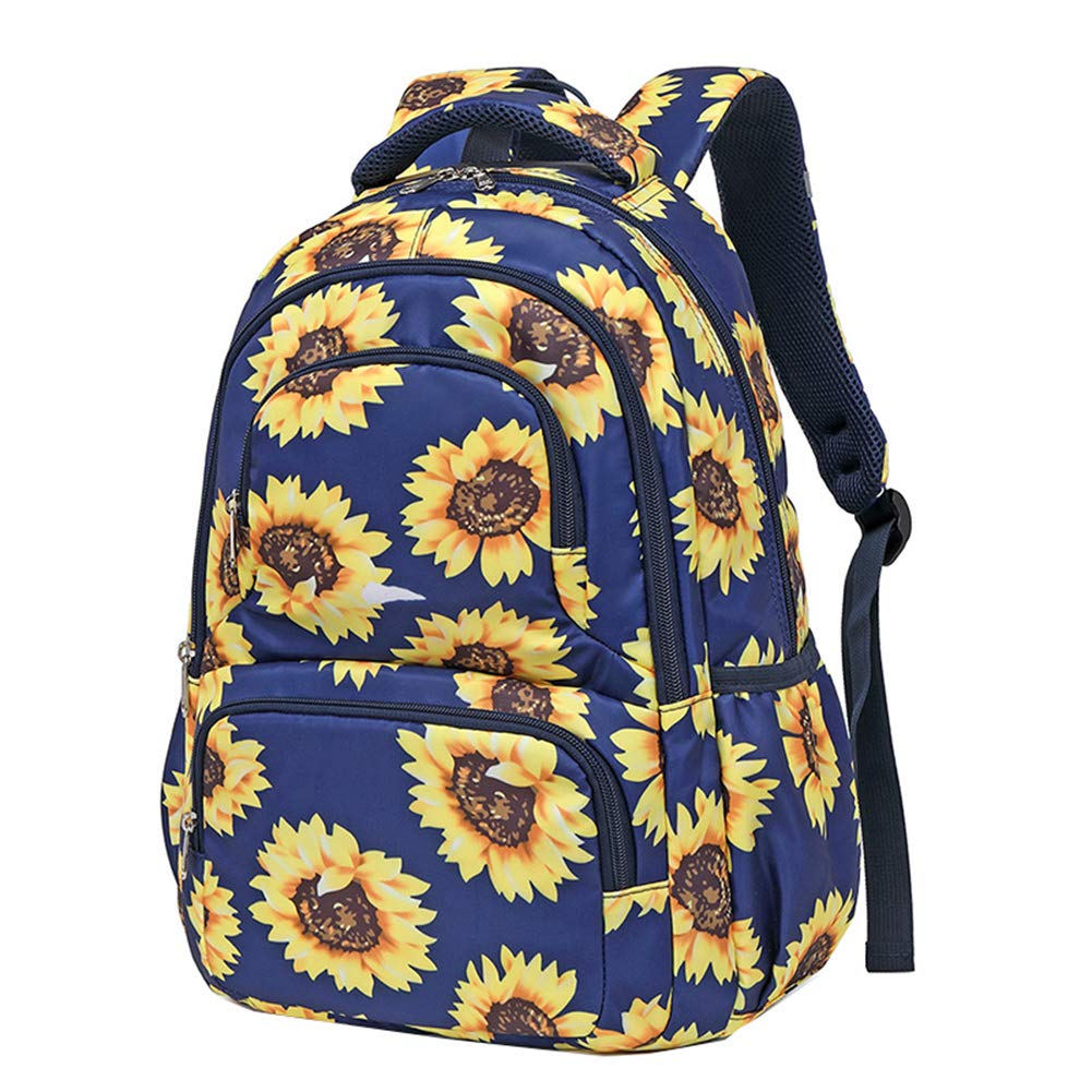 Waterproof Sunflower Print School Backpack for Teen Girls - Lightweight Bookbag with Laptop Compartment, Perfect for High School, College & Travel