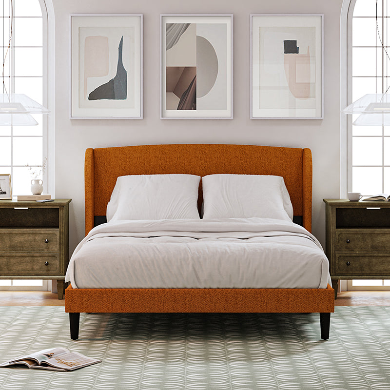 Baotist Upholstered Wingback Platform Bed Frame - Queen Size Modern Bedroom Furniture for Master Bedroom, Guest Room & Apartment