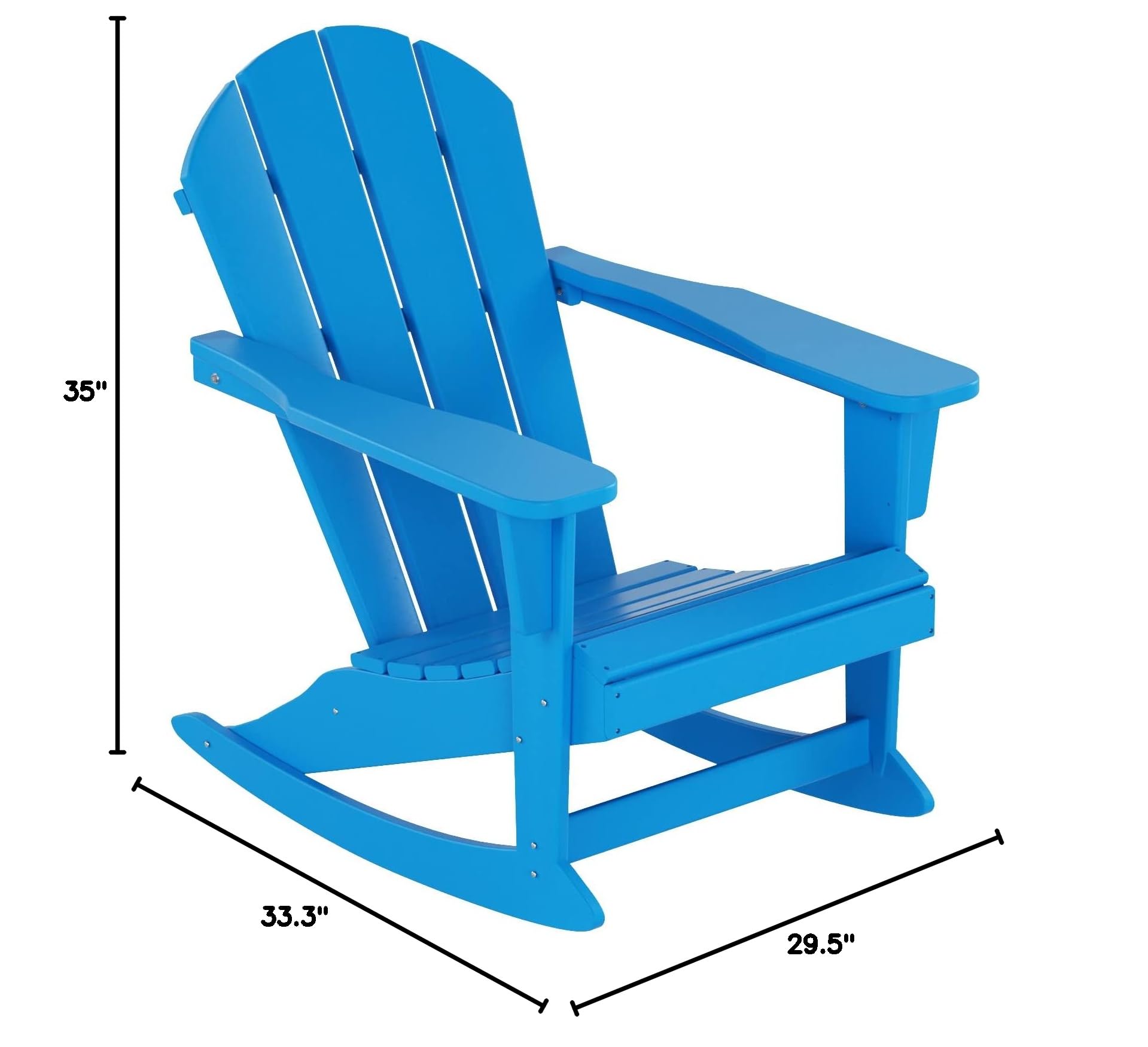 WestinTrends Malibu Outdoor Poly Adirondack Rocking Chair - Pacific Blue - Weather-Resistant Patio Furniture for Garden, Porch & Backyard Relaxation