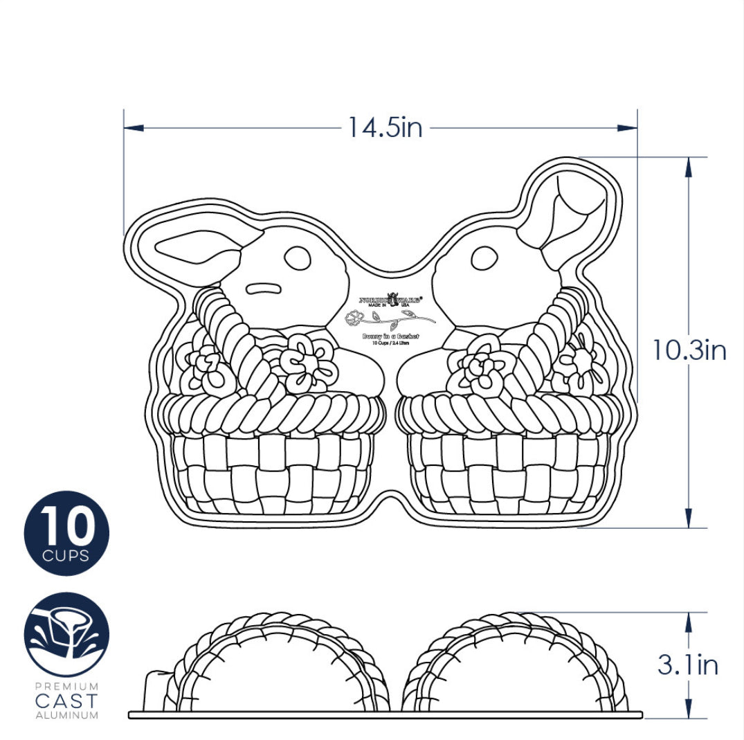 Easter Bunny in a Basket Cake Pan - Bunny Shaped Baking Mold for Spring Desserts, Cakes & Cupcakes - Perfect for Easter Celebrations, Birthday Parties & Holiday Baking