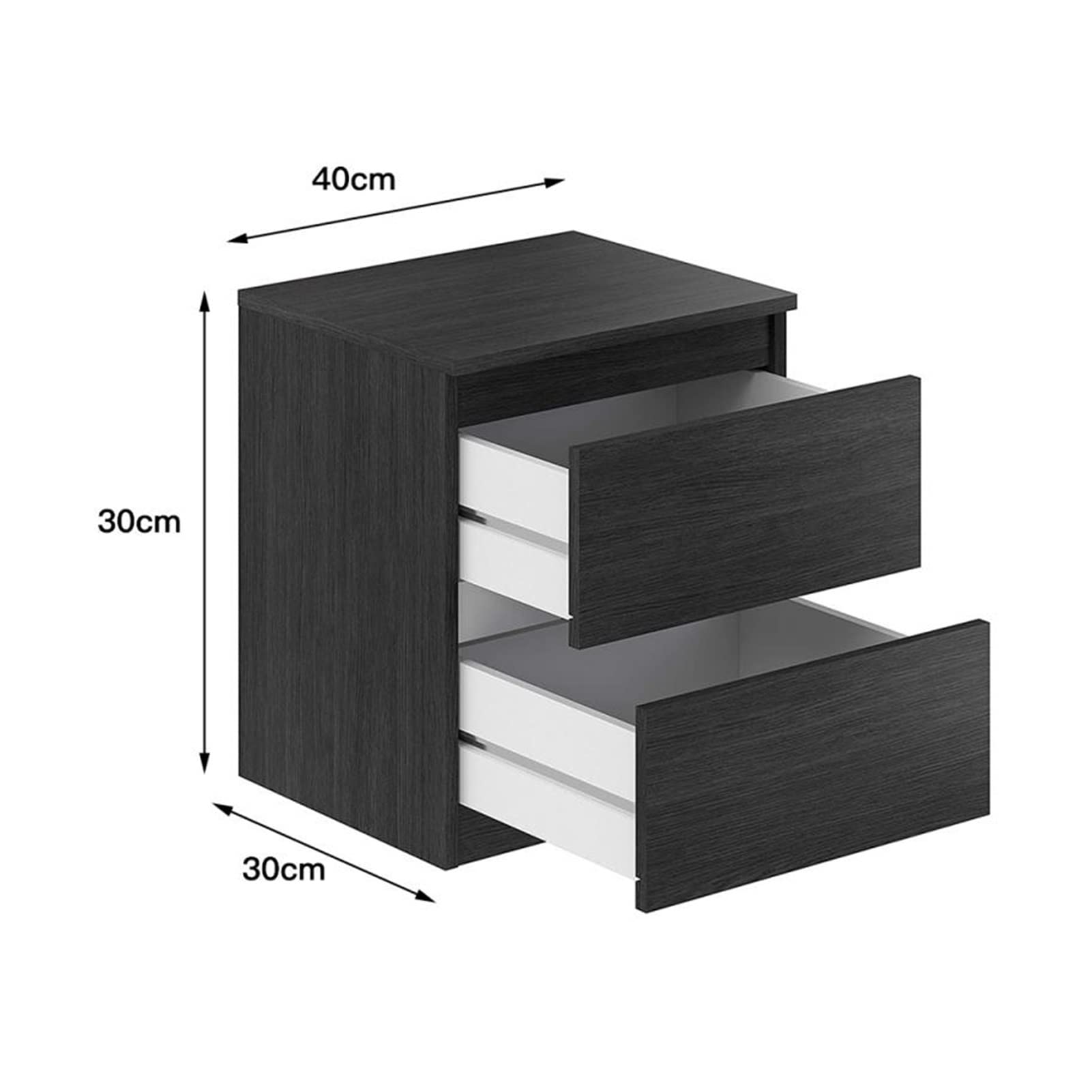 Modern Nightstand with 2 Drawers - Bedside Table Organizer, Bedroom Furniture, Black Wooden Side Table for Bedroom, Living Room & Office - Perfect for Storage & Decor
