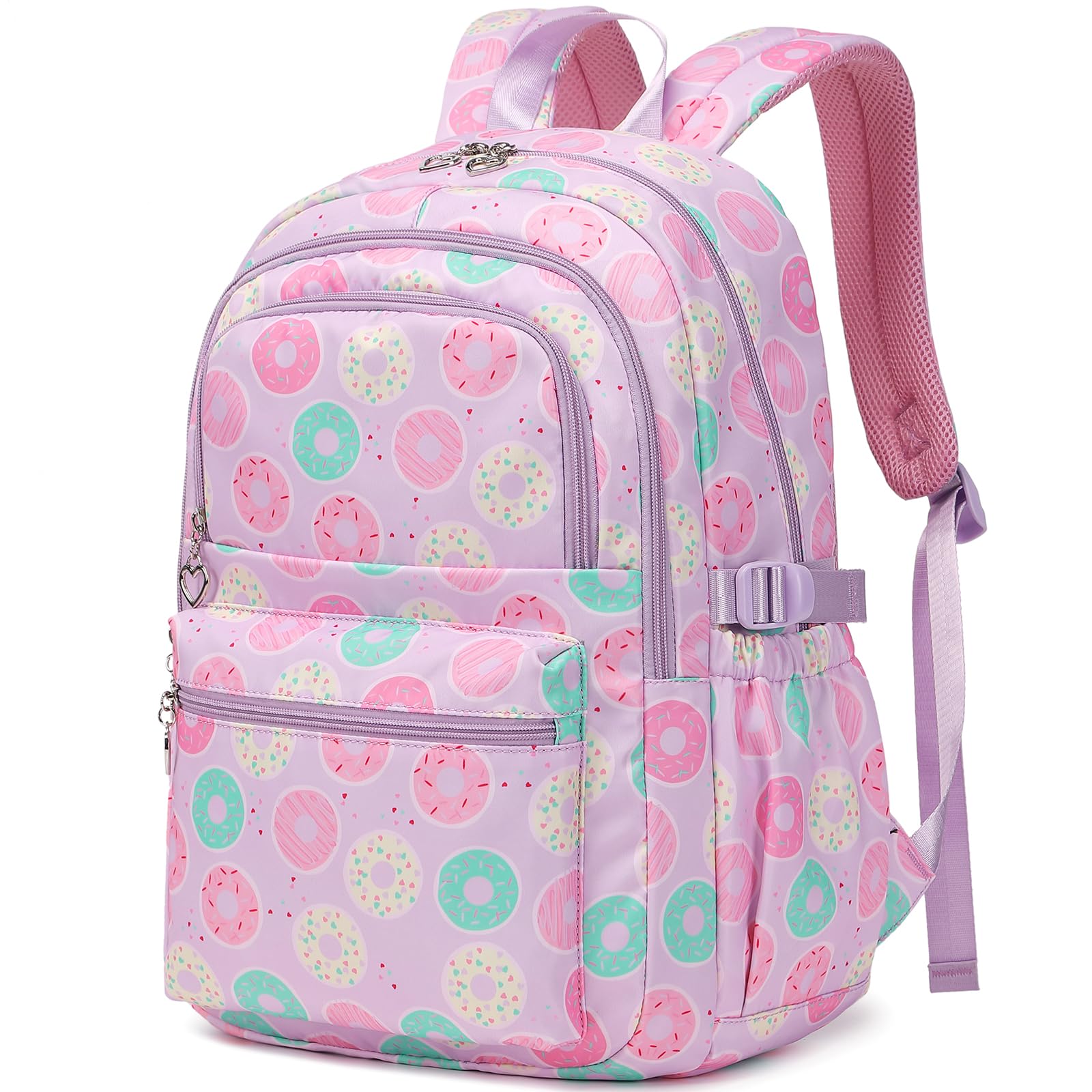 Sugaroom Girls Backpack with Lunch Box - Cute Donut Purple School Bag for Elementary & Teen Girls - Perfect for School, Travel & Daily Use