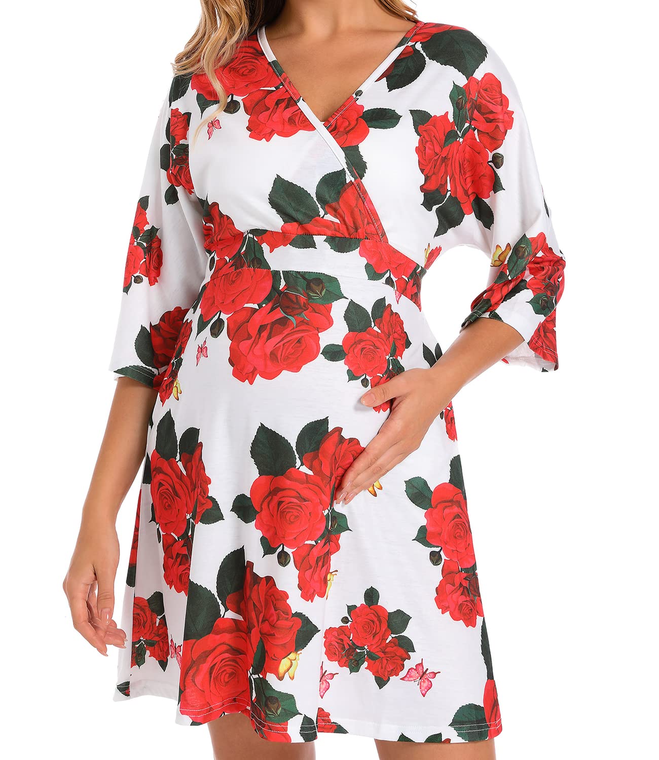 Adjustable Maternity Summer Dress with Matching Swaddle Set - 3-in-1 Labor, Delivery & Nursing Gown for Women | Comfortable V-Neck Breastfeeding Nightgown & Hospital Sleepwear for New Moms | Perfect for Pregnancy, Postpartum Care and Mother-Baby Bonding Time