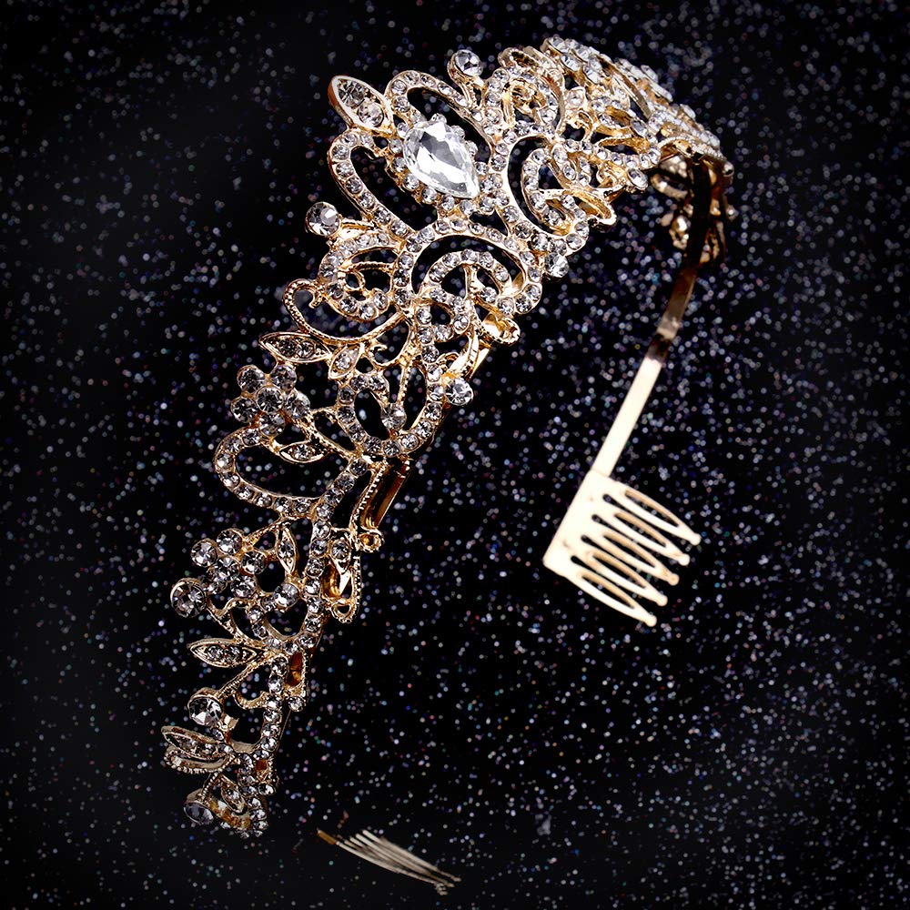 Elegant Crystal Tiara Crown with Combs - Vintage Bridal Hair Accessory for Weddings, Prom, Pageants & Special Occasions