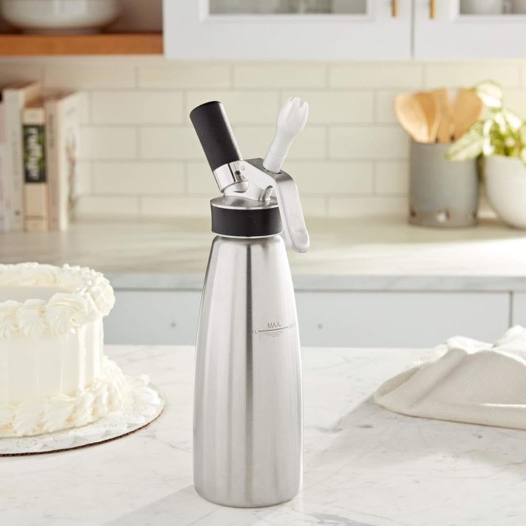 iSi Cream Profi Whip 1 Quart Stainless Steel Whipped Cream Dispenser - Professional Grade, 4-5x Volume Expansion, Dishwasher Safe - Perfect for Coffee, Desserts, Cocktails & Baking