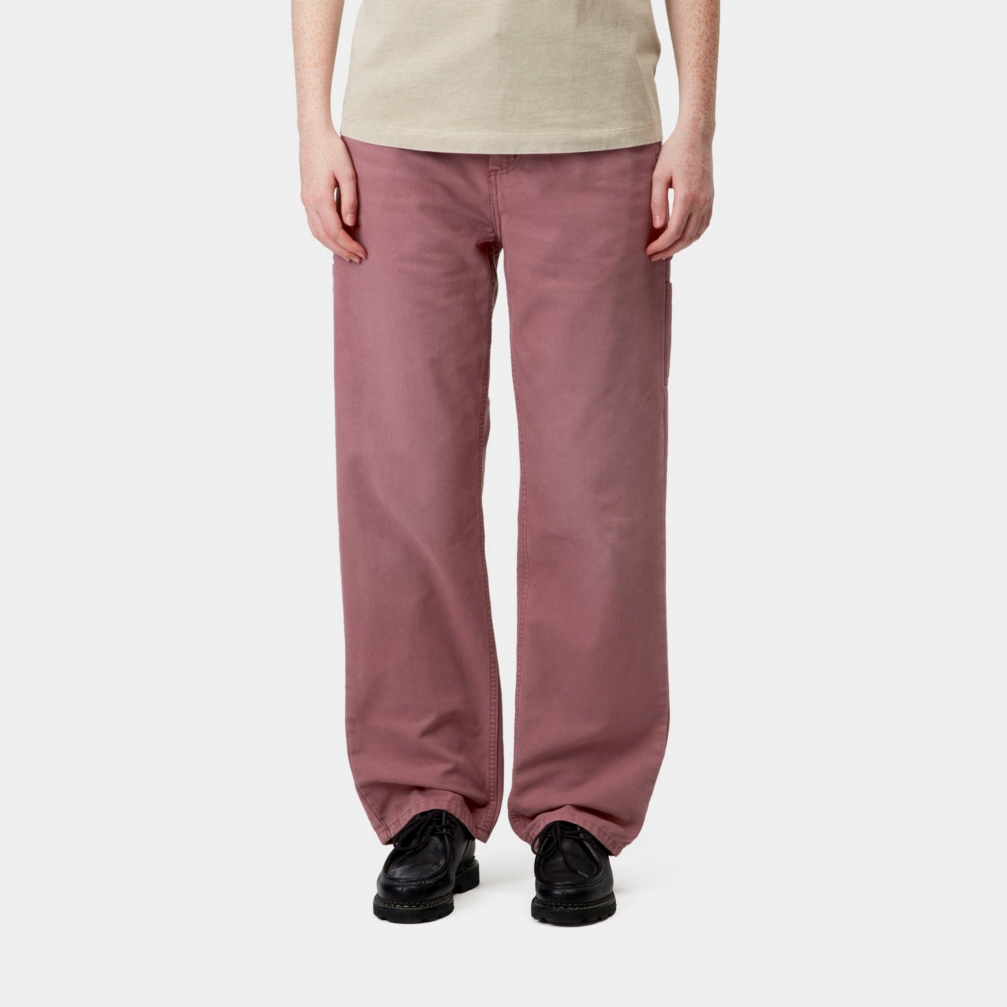 Pierce Straight Leg Pants for Women - Dusky Pink Stone Canvas Fabric | Casual Office Wear & Everyday Comfort