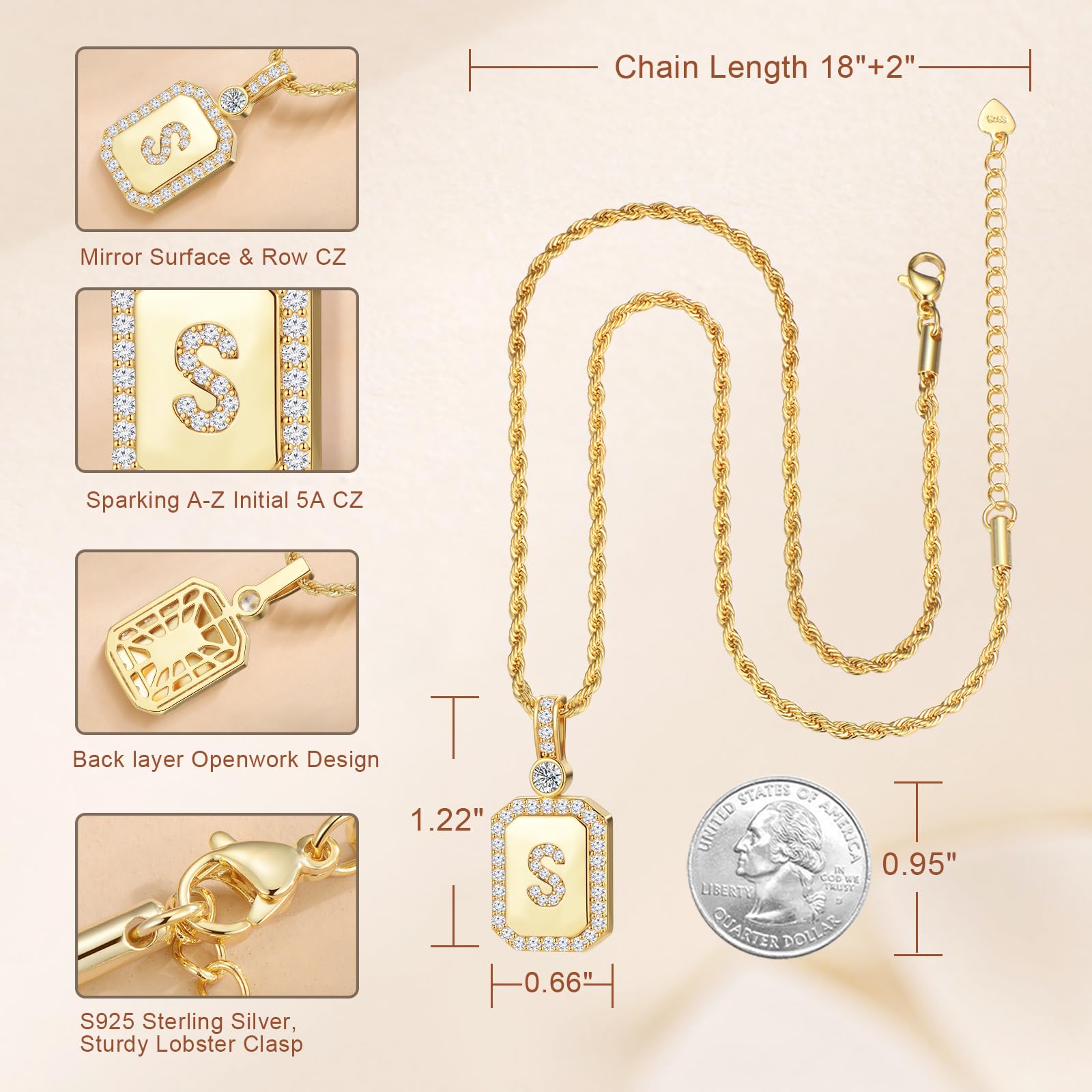 24K Gold Filled Initial Letter Pendant Necklace for Women - A-Z Personalized Jewelry Gift for Wife, Girlfriend, Mother, Daughter, Sister & Grandma | Elegant Yellow Gold Necklace for Birthday, Anniversary, Valentine's Day & Special Occasions