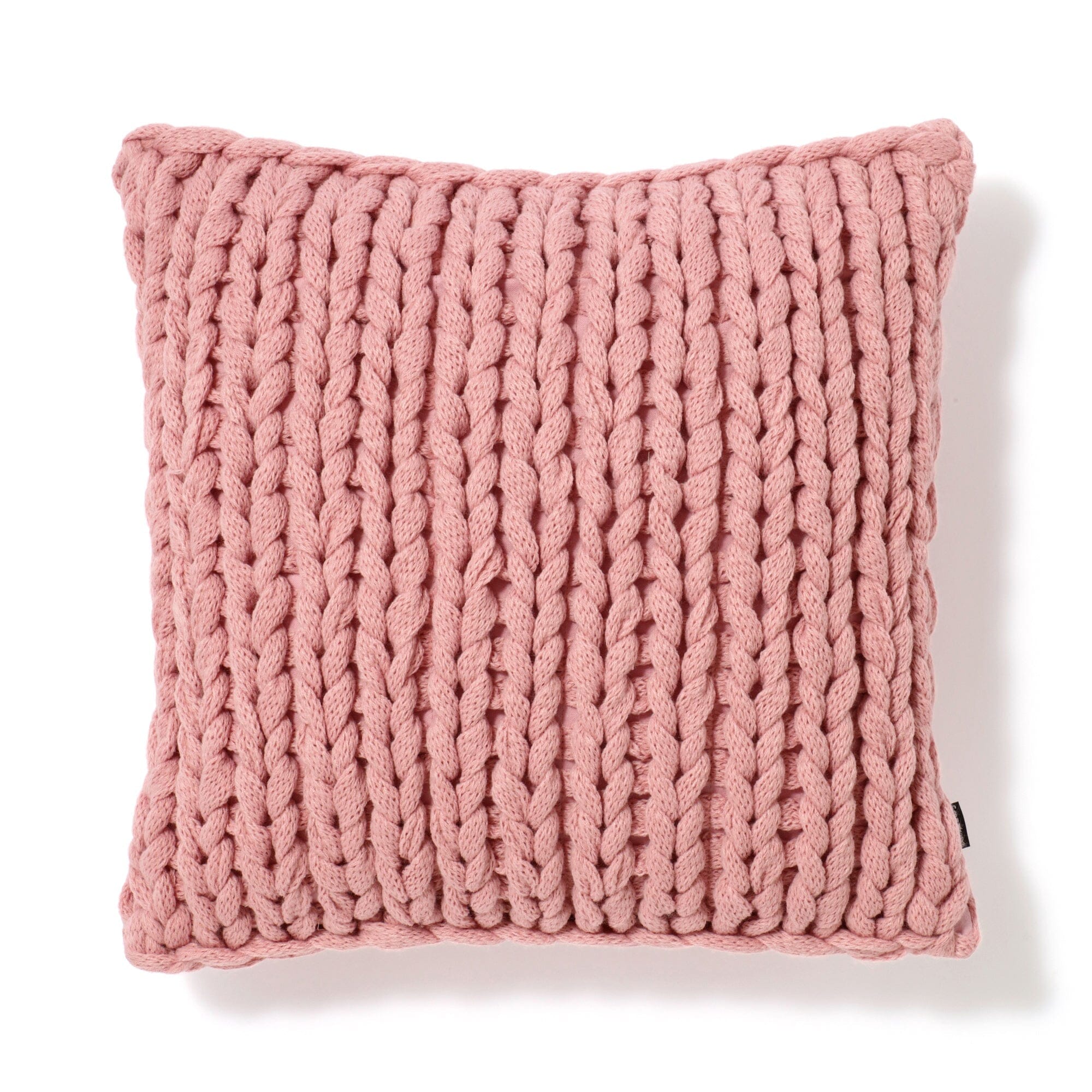 Chunky Knit Cushion Cover 18x18 Inches Pink - Soft Boho Pillow Case for Sofa, Bed, Living Room Decor