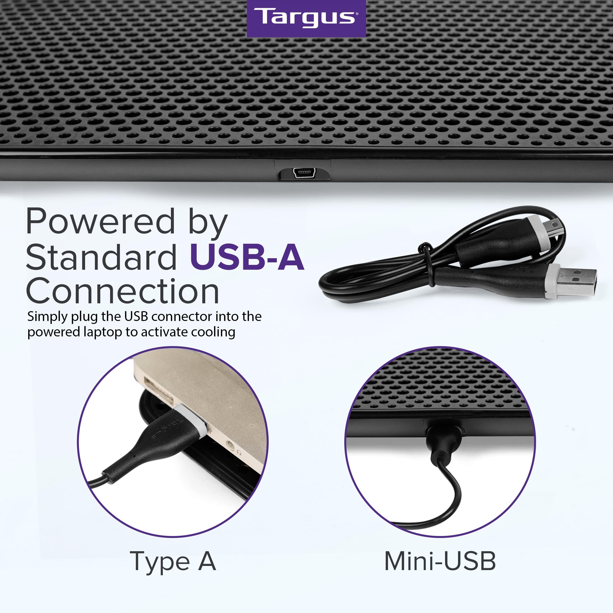 Targus Laptop Cooling Pad with Single Fan for 16 Inch Laptops - Compatible with MacBook & PC, Black (AWE69US) - Perfect for Gaming, Office Work & Overheating Prevention