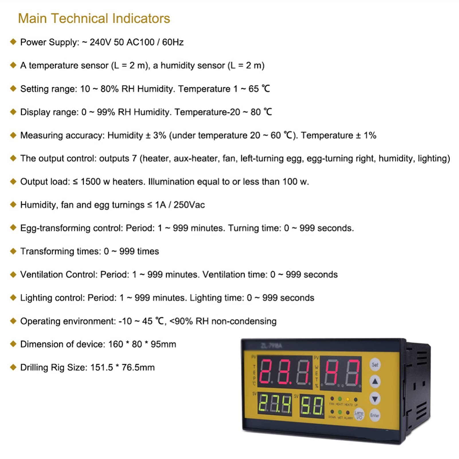 Digital Egg Incubator Thermostat - Poultry Temperature & Humidity Controller for Hatching Eggs