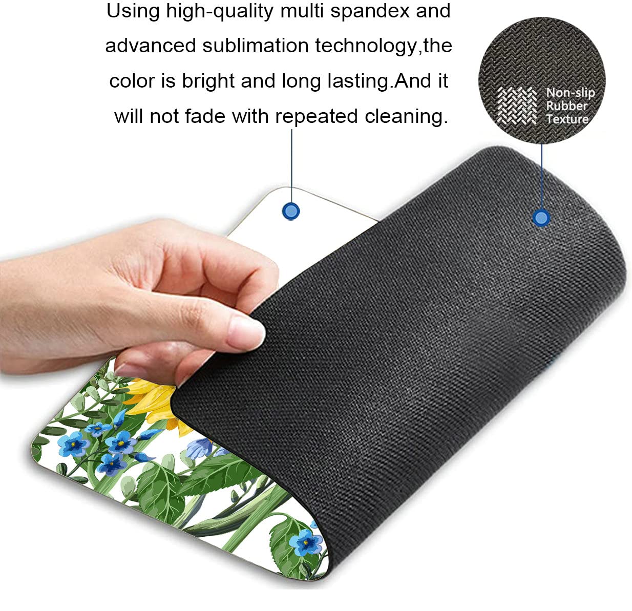 Sunflower Mouse Pad - Non-Slip Rubber Desk Mat with Floral Design for Office & Home, 7.9