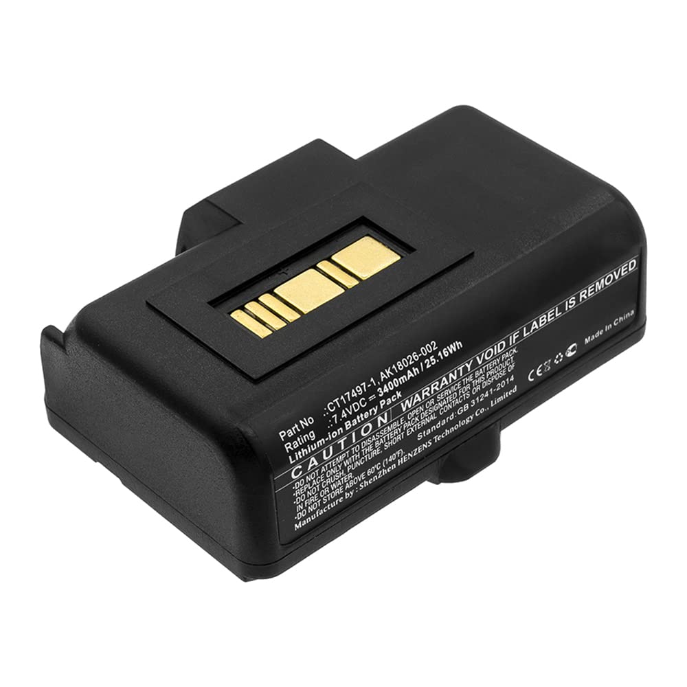Synergy Digital Printer Battery - Compatible with Zebra AK18026-002 Printer Battery (Li-ion, 7.4V, 3400mAh) | High Capacity Replacement Battery for Zebra Printers | Perfect for Warehouse, Retail & Logistics Label Printing