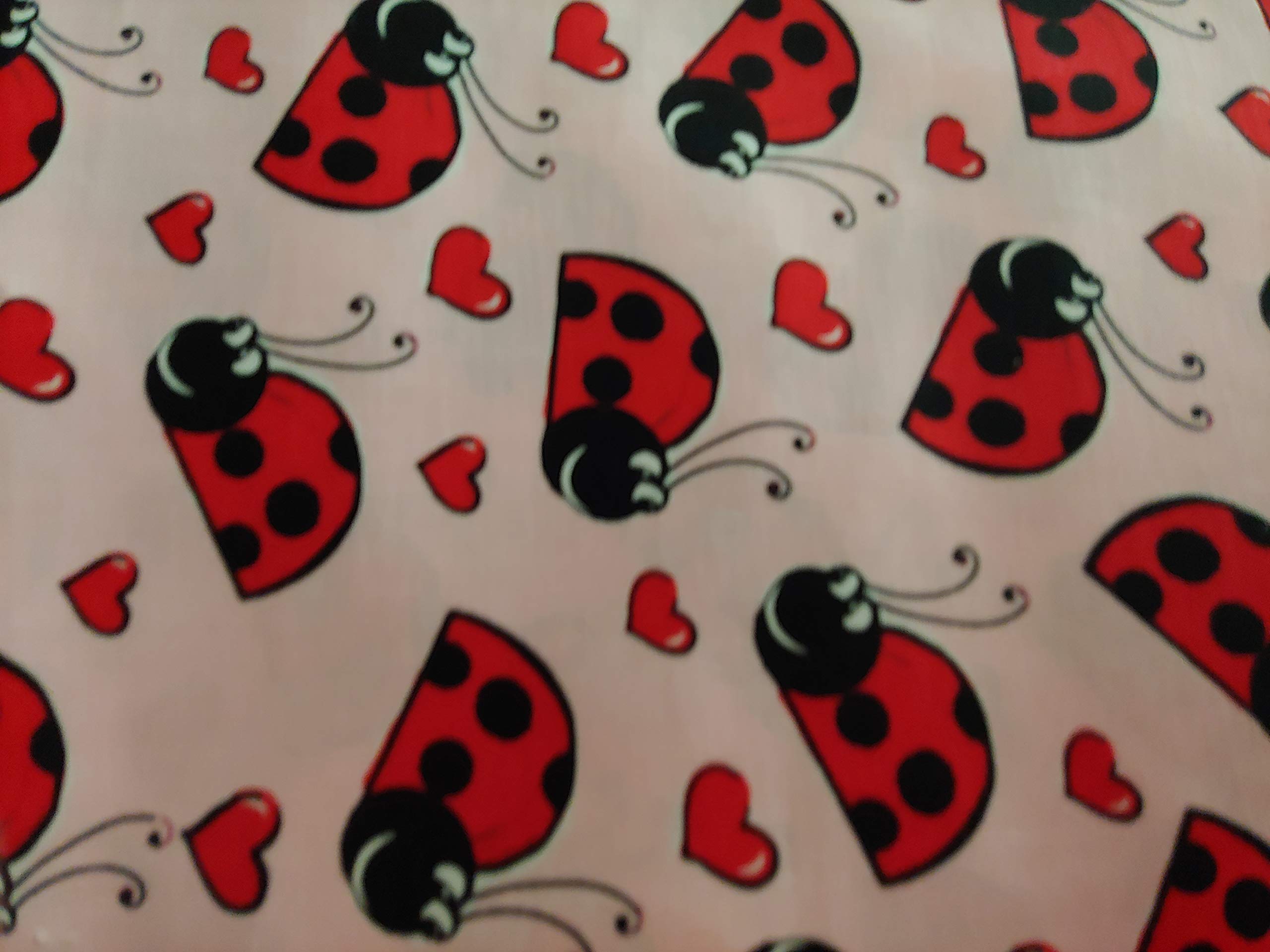 Pink & Red Ladybug Print Cotton Fabric - Soft, Durable Material for DIY Crafts, Quilting, and Home Decor Projects