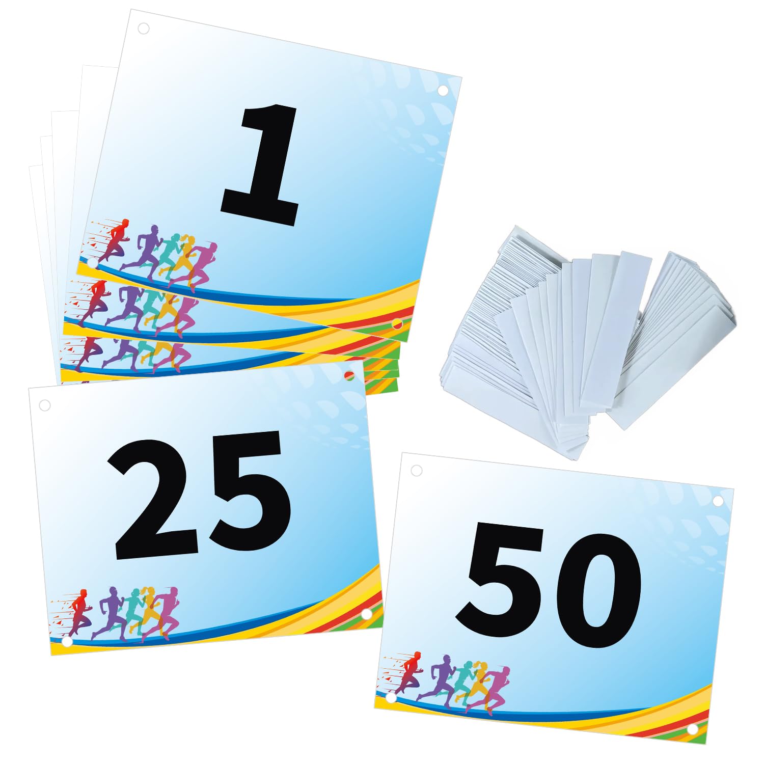 Tyvek Race Bibs - Durable Running Numbers with Bib Tape (No Pins Needed) for Marathon, Track & Field, Tryouts, Sports Events | Ideal for Runners, Athletes & Competitions