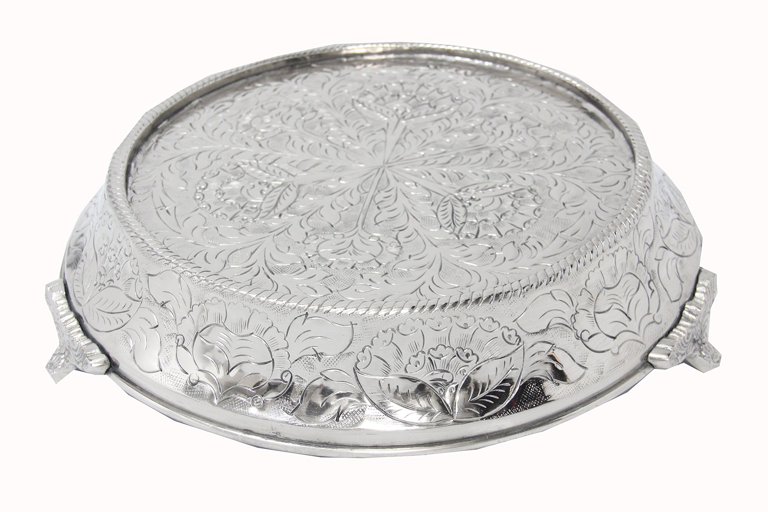 Handcrafted 18-Inch Round Silver Wedding Cake Stand - Embossed & Durable Tapered Design for Weddings, Anniversaries & Special Events | Perfect for Tiered Cakes, Dessert Displays & Centerpieces