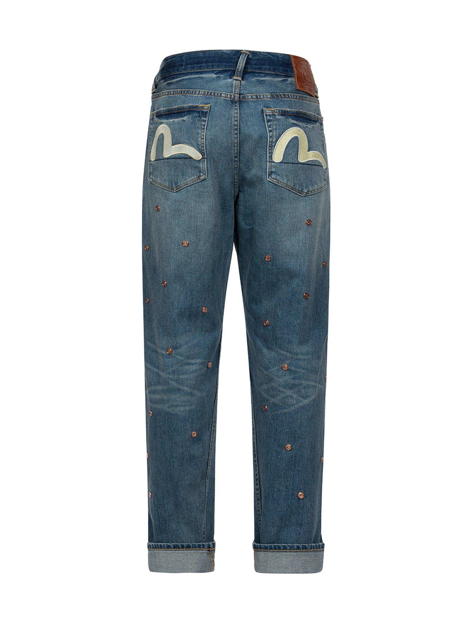 3D Allover Rivets & Seagull Applique Regular Fit Jeans for Women - Trendy Distressed Denim Pants for Casual Wear & Street Style Outfits