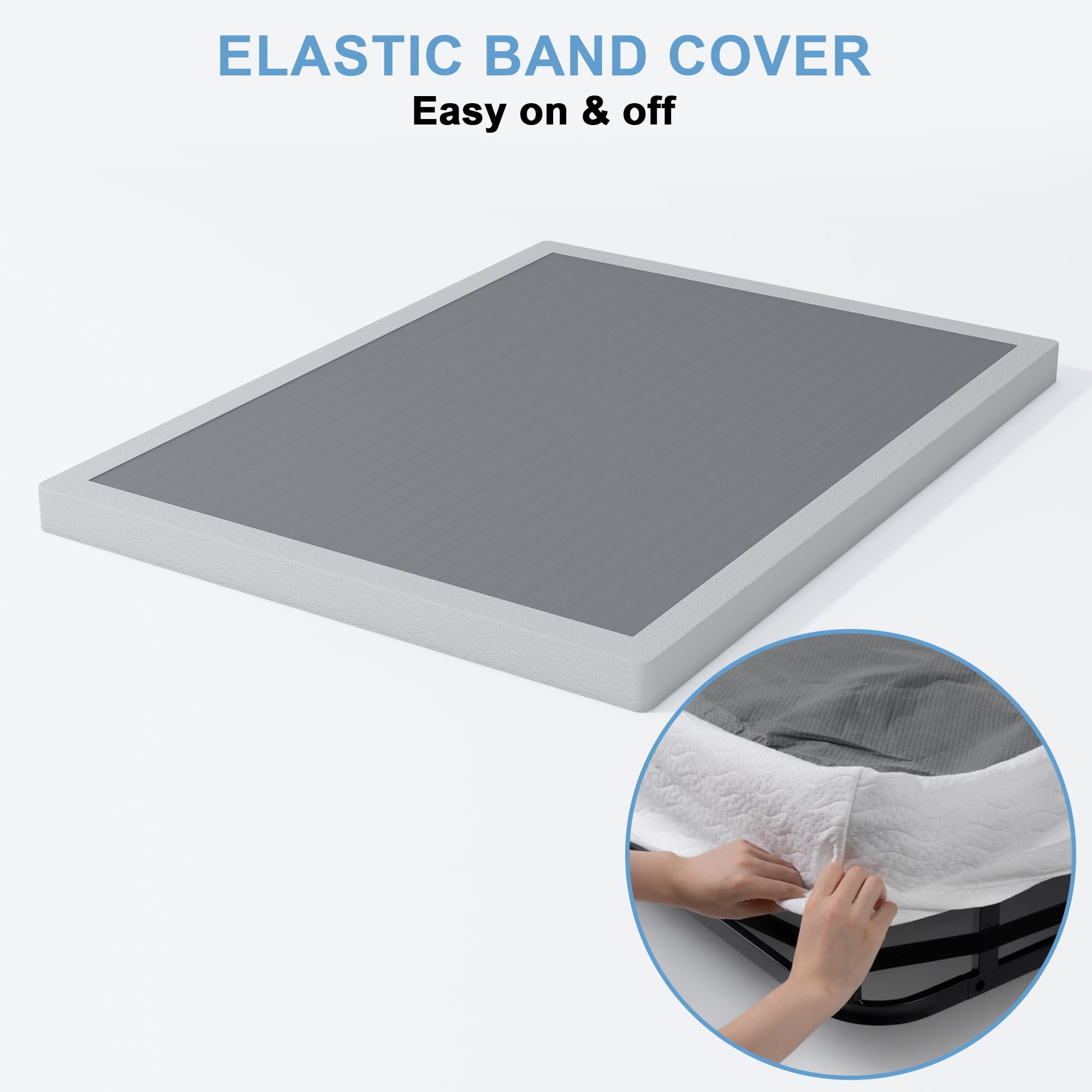 3 Inch Low Profile Full Box Spring - Heavy Duty Mattress Foundation with Metal Frame, Fabric Cover & Non-Slip Design | Easy Assembly | Perfect for Small Spaces, Guest Rooms & Platform Beds