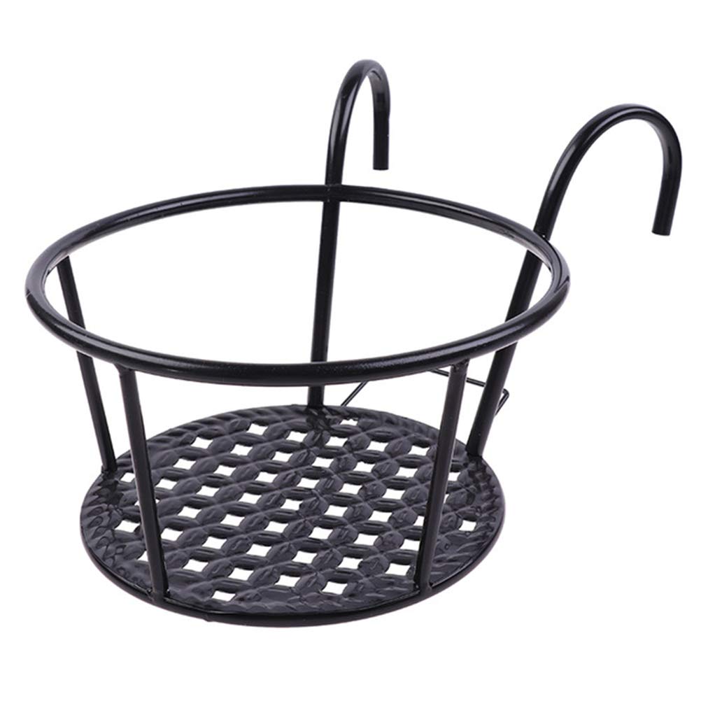 BTICX Iron Flower Pot Hanger Basket - Decorative Railing Planter for Balcony, Fence & Porch | Hanging Garden Container for Plants, Herbs & Flowers | Perfect Outdoor Decor for Patio, Yard & Home Exterior