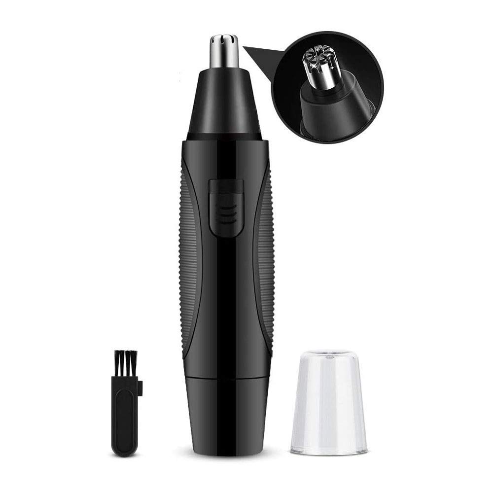 KouRy Painless Nose & Ear Hair Trimmer for Men & Women - Rechargeable Battery-Operated Facial Grooming Kit with Easy Clean Design (Black) - Perfect for Travel, Home Use & Personal Grooming