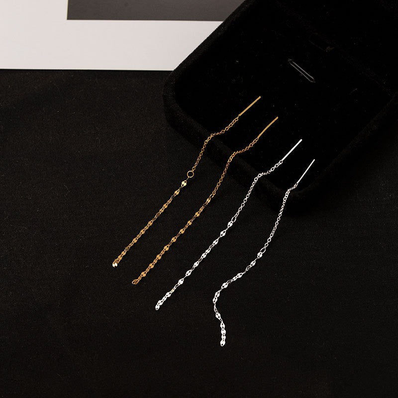 Minimalist Lip Chain Tassel Spiral Earrings for Women - Trendy Boho Chic Dangle Ear Jewelry | Perfect for Parties, Weddings & Everyday Wear | R0624