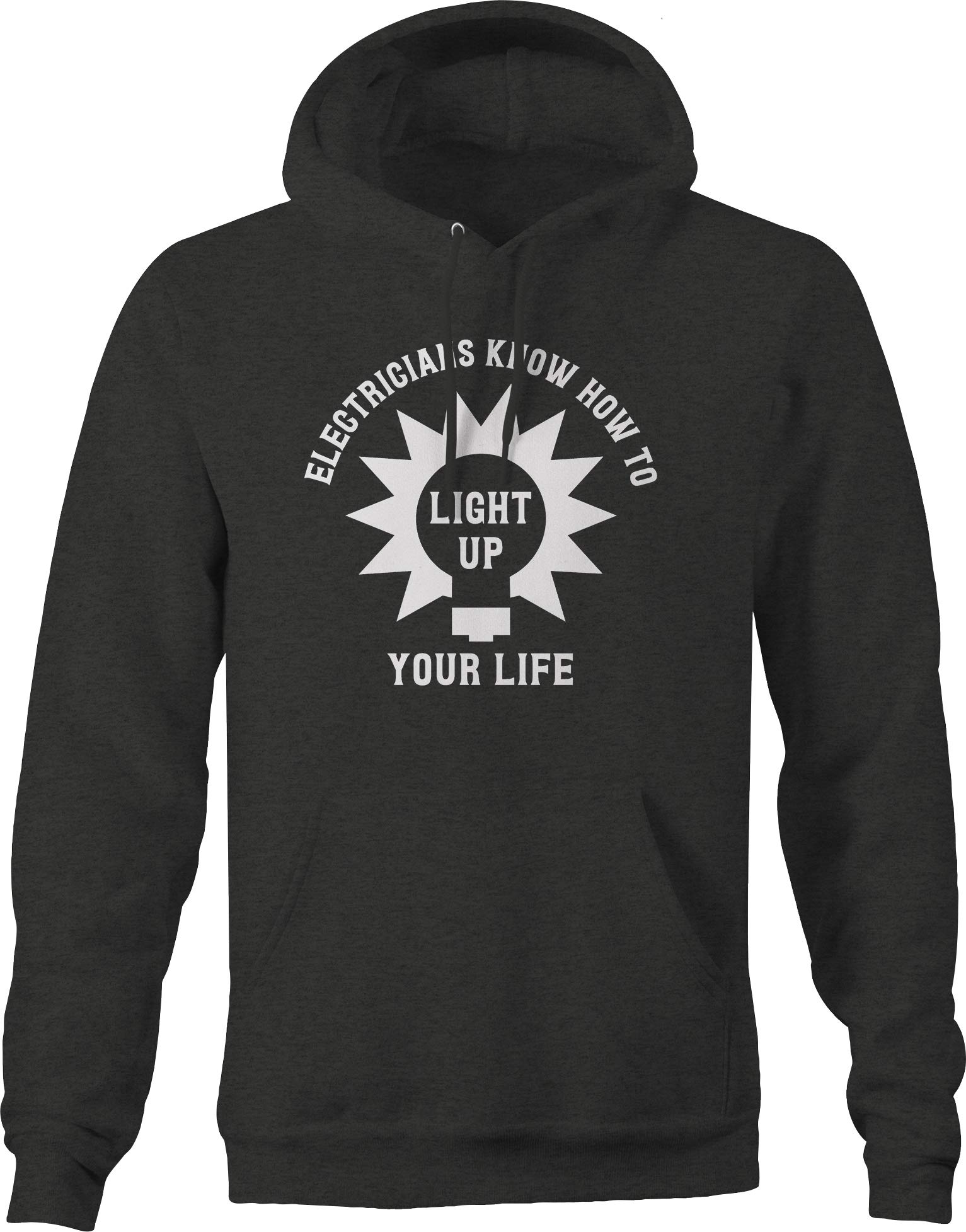 Funny Electrician Hoodie for Men - 'Know How to Light Up Your Life' Graphic Sweatshirt | Dark Grey Pullover | Perfect for Electricians, DIY Enthusiasts & Construction Workers