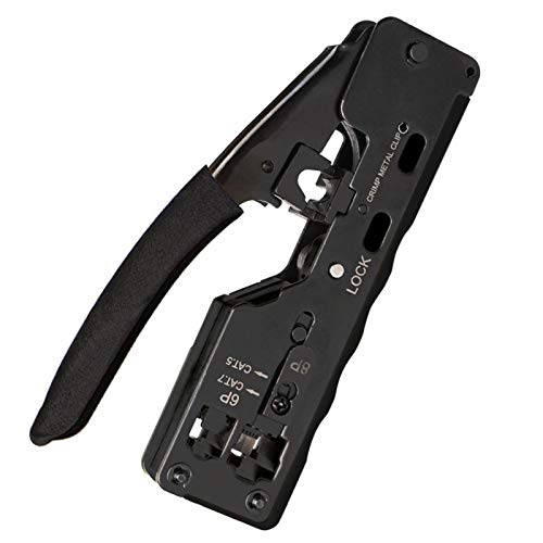 Riiai Cat7 RJ45 Connector Network Cable Pliers - Professional Crimping Tool for Cat5, Cat5e, Cat6, Cat6A Cables - Dovetail Clamp & Crystal Head Tool for Ethernet Cable Installation & Repair