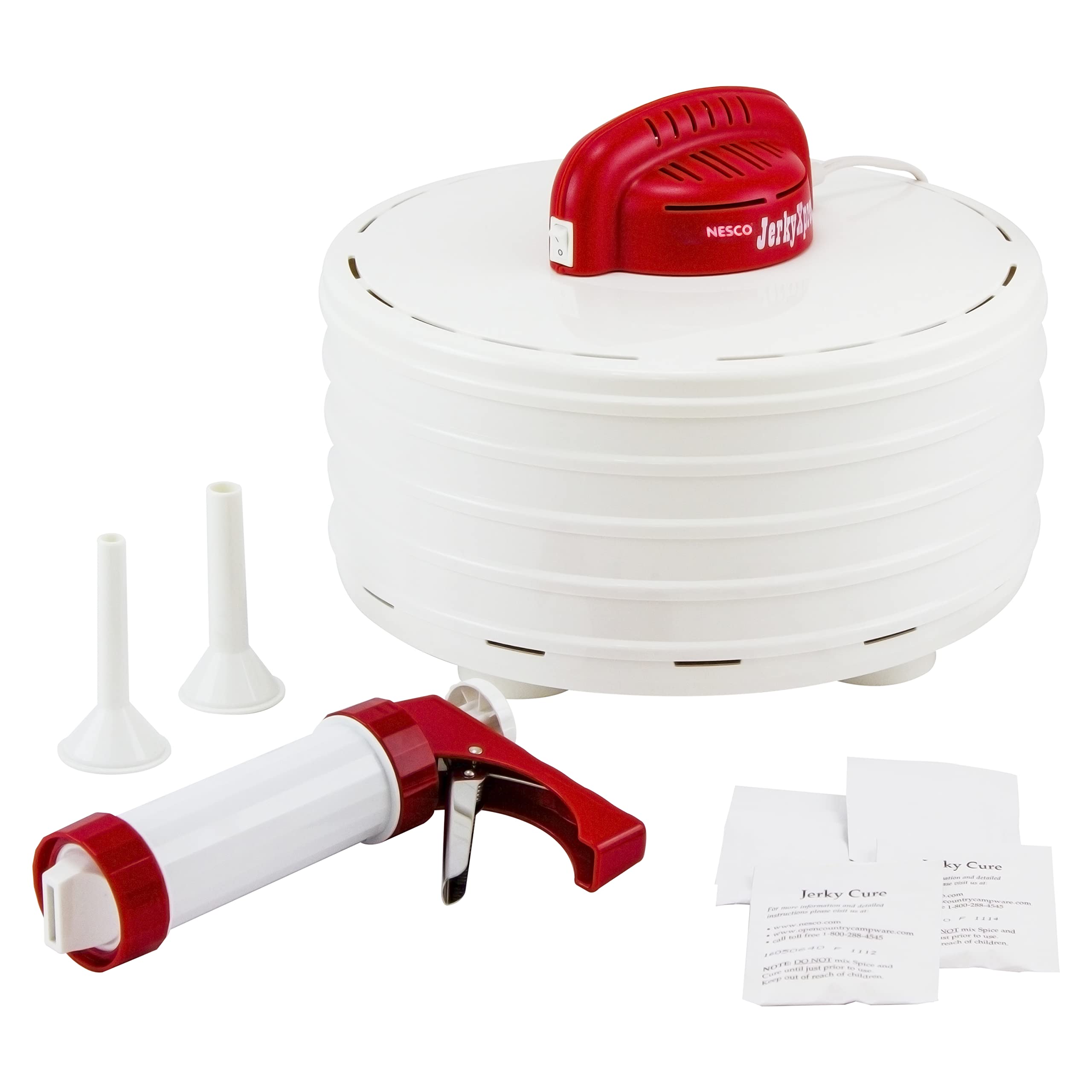 NESCO FD-28JX JerkyXpress Food Dehydrator for Homemade Beef Jerky, Fruit & Veggie Snacks | Compact White Kitchen Appliance for Healthy Drying | Perfect for Camping, Hiking & On-the-Go Nutrition
