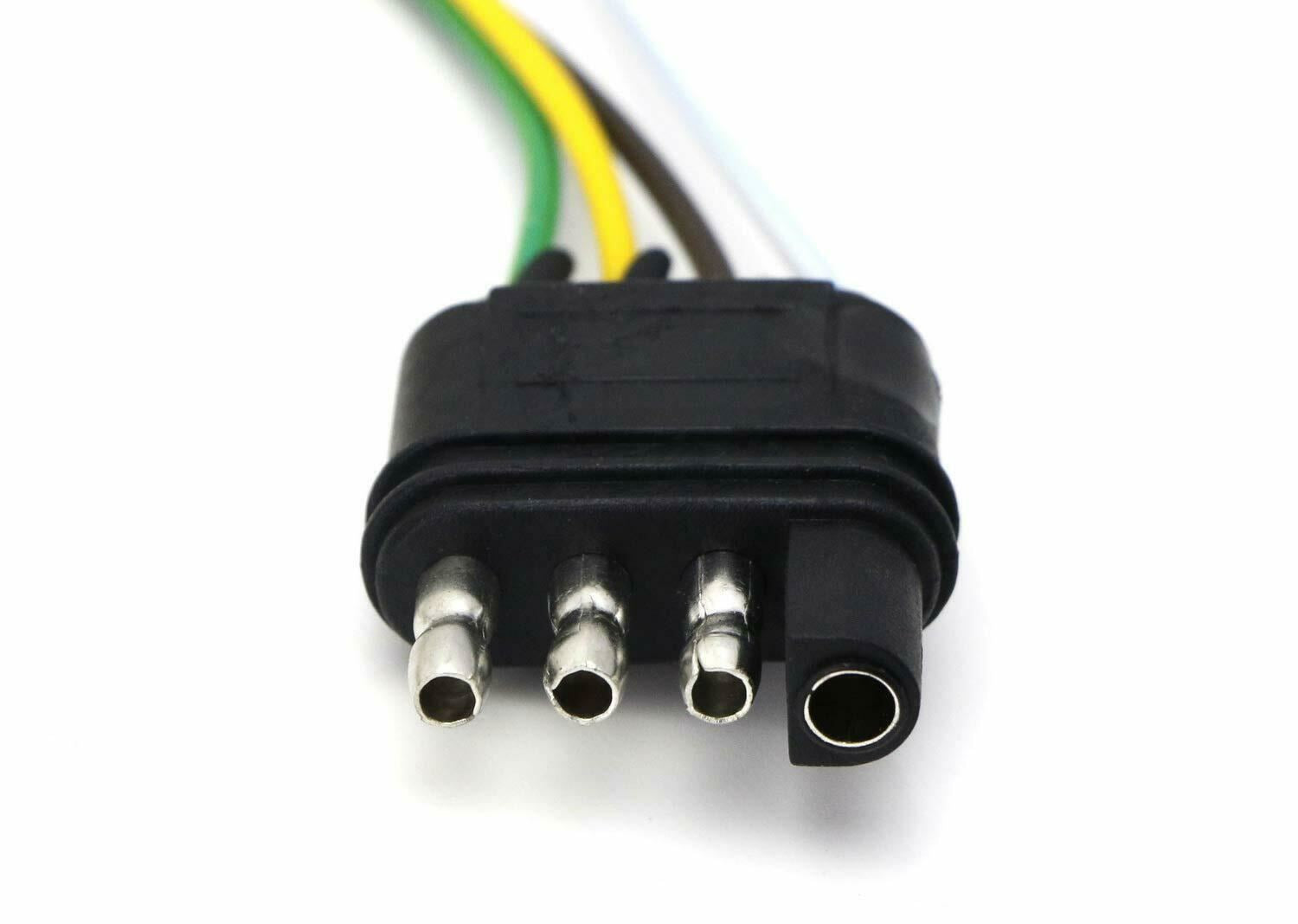 4 Way Flat Y Splitter Dual Plug Adapter for LED Tailgate Light Bar & Trailer Wiring - Heavy Duty 12V Connector for Truck, RV, Boat & Off-Road Vehicles