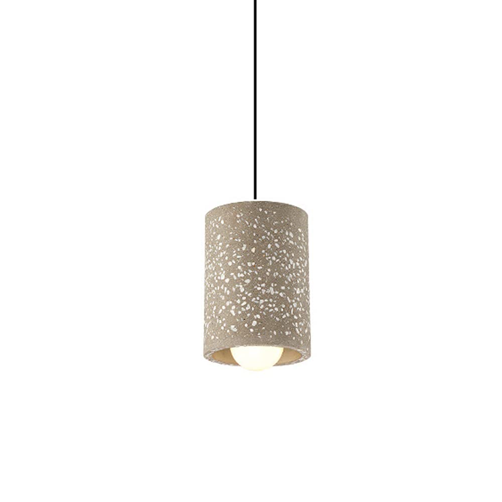 Nordic Cement Pendant Light - E27 LED Ceiling Lamp, Minimalist Terrazzo Concrete Cylinder Chandelier for Restaurant, Bar, Cafe, Living Room & Bedroom Decor | Modern Single Head Hanging Light Fixture