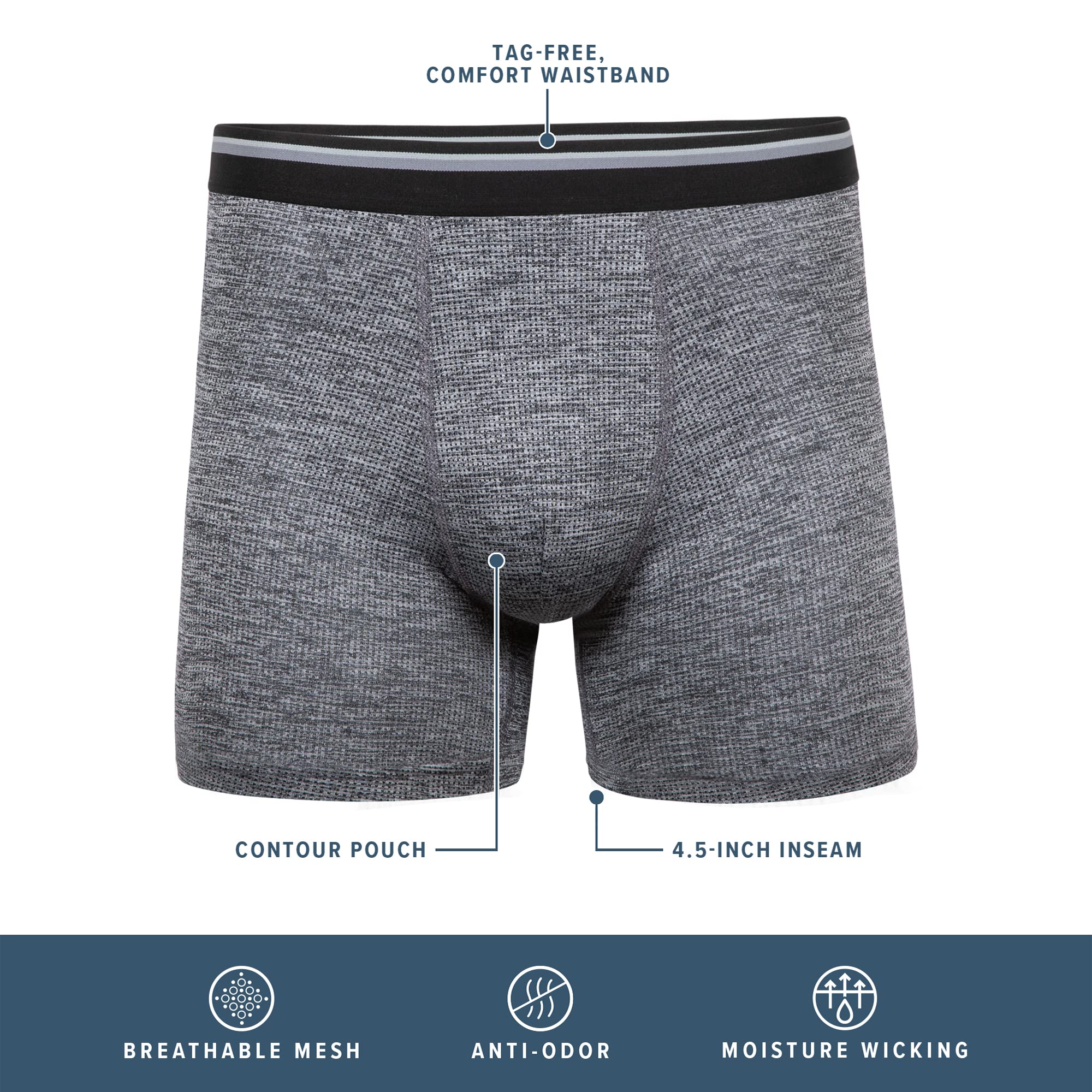 Gildan Men's Performance Driftknit Underwear 2-Pack - Moisture Wicking & Breathable Boxer Briefs for Active Lifestyles, Gym, Workout & Everyday Comfort
