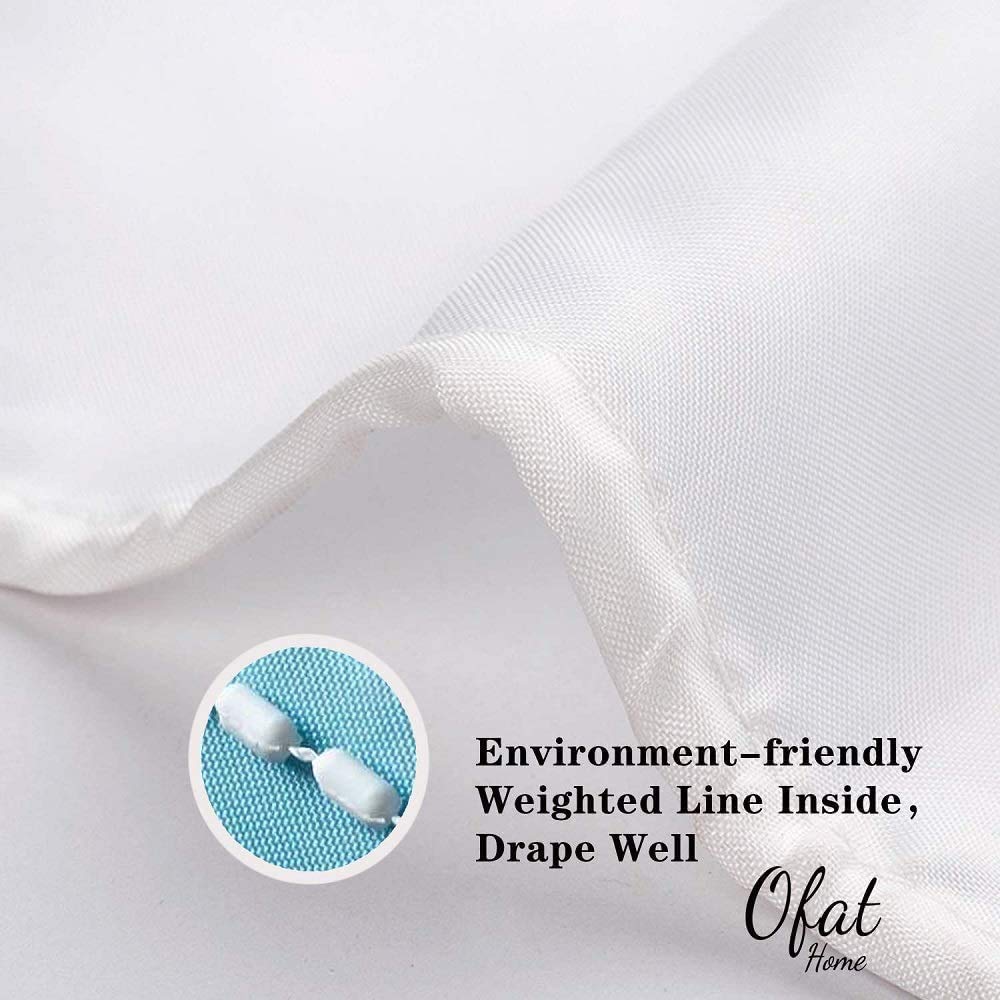 Ofat Home Cute Raindrop Shower Curtain - 72x72 Extra Long Black & White Fabric Bathroom Curtain with Hooks - Waterproof & Stylish for Modern Bathroom Decor (Bathroom, Hotel, Dorm, Apartment)